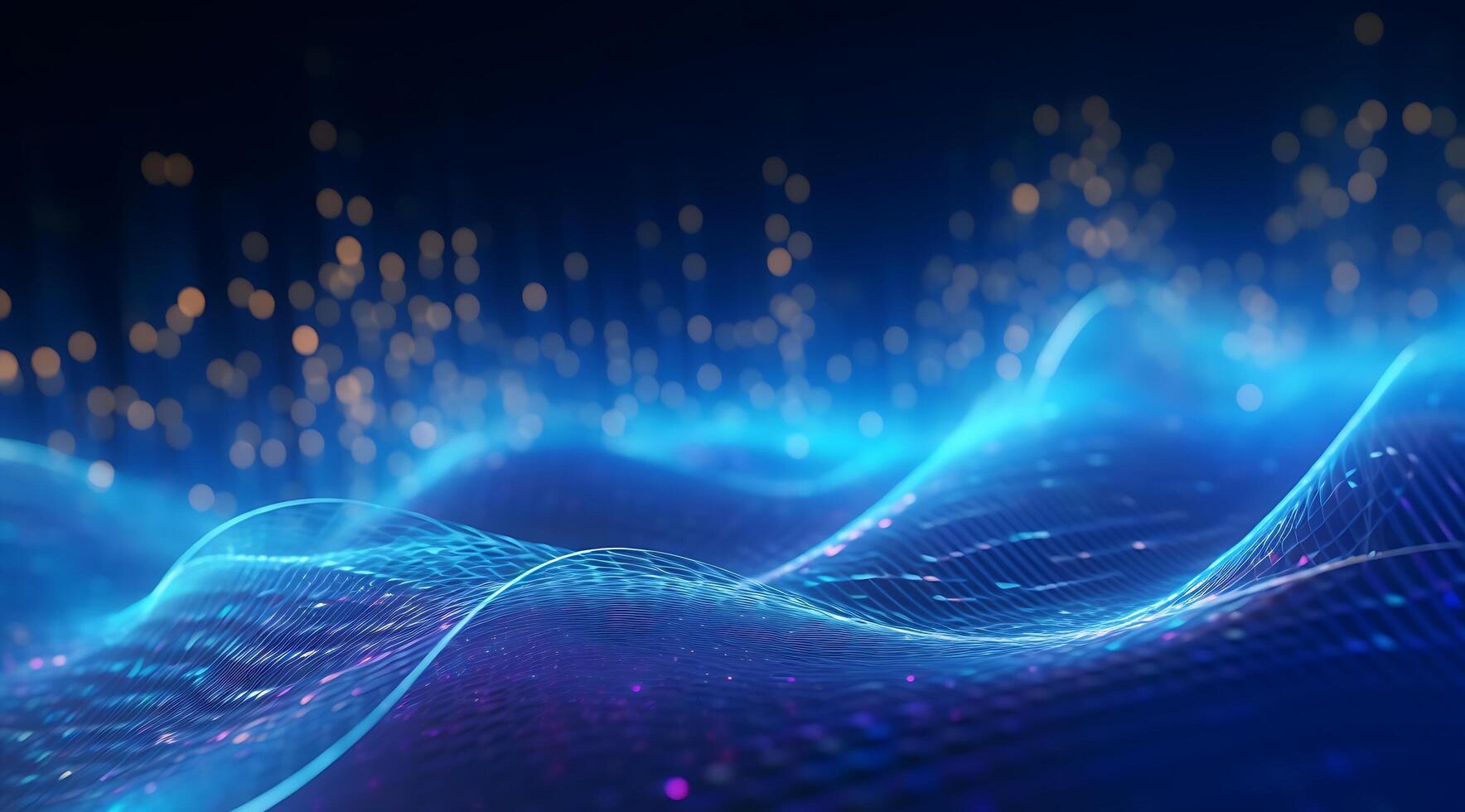 Abstract Blue Digital Technology Wave Background. photo