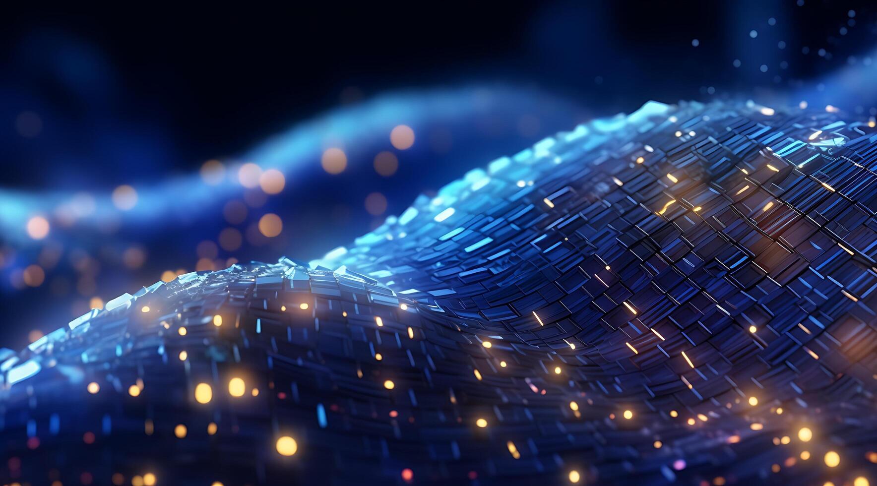 Abstract Blue Digital Technology Wave Background. photo