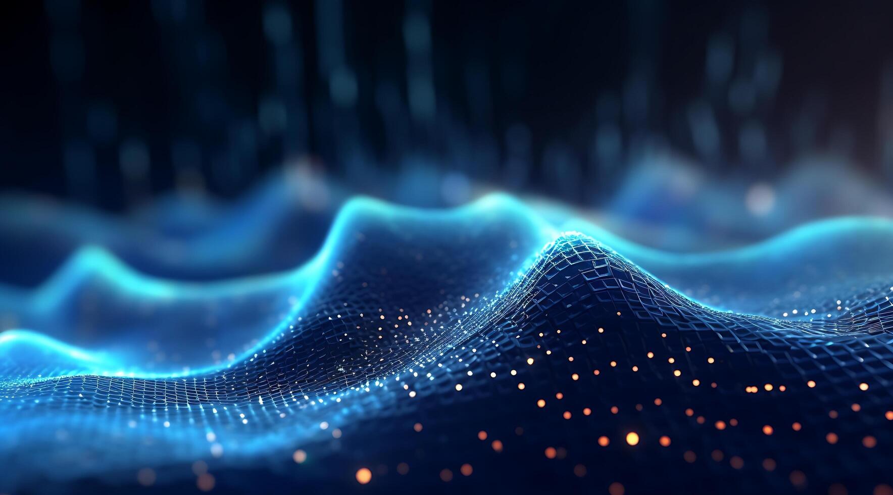 Abstract Blue Digital Technology Wave Background. photo