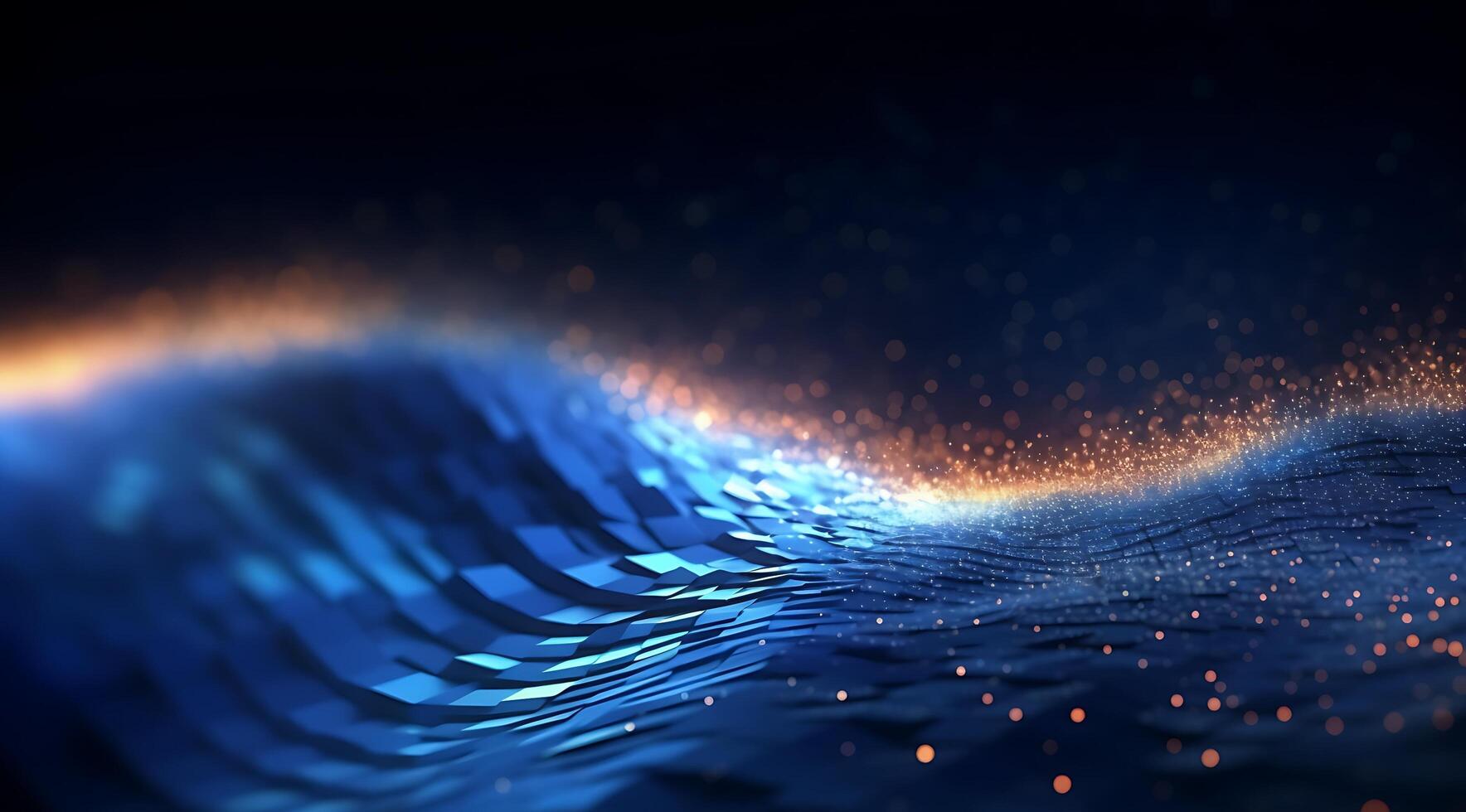 Abstract Blue Digital Technology Wave Background. photo