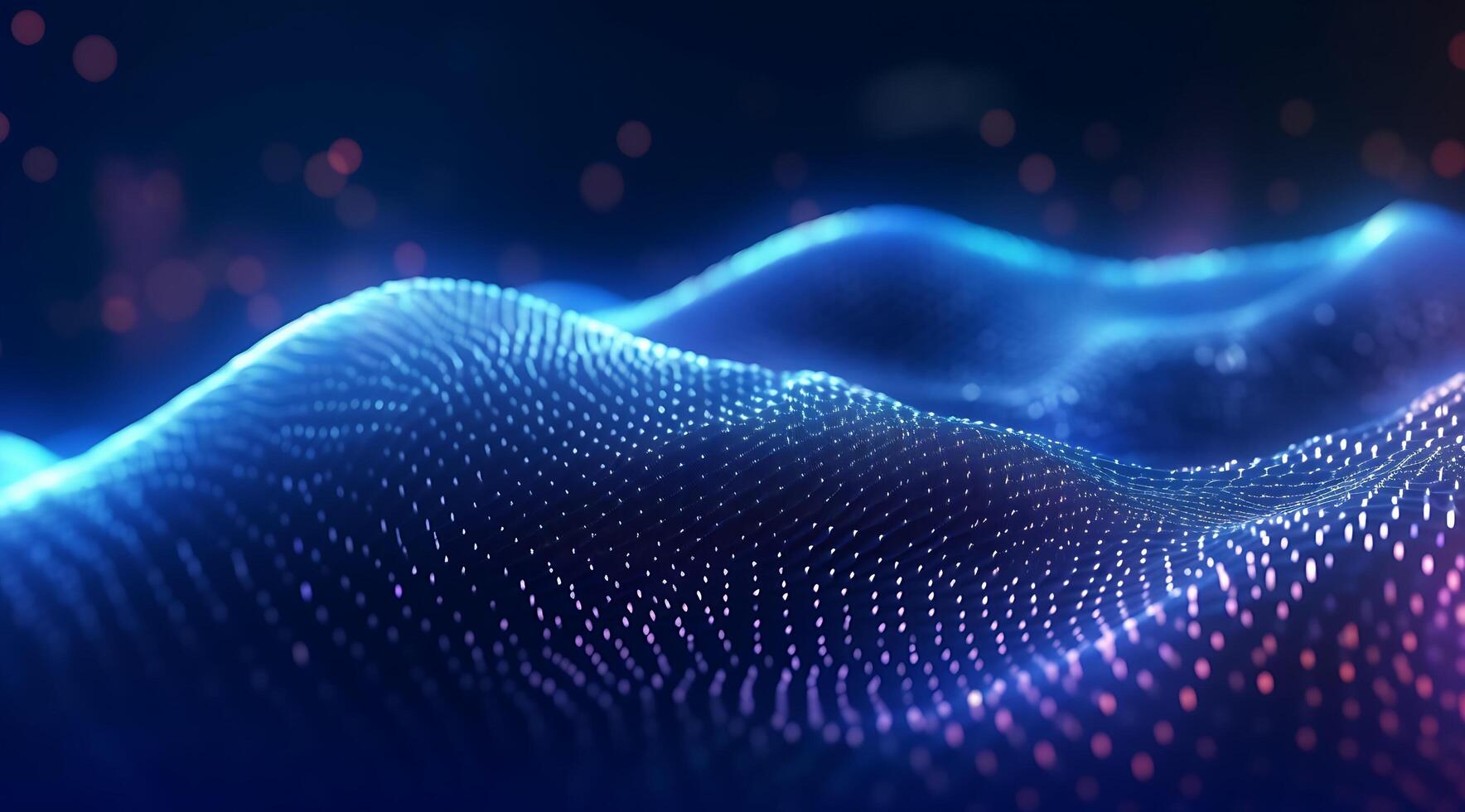 Abstract Blue Digital Technology Wave Background. photo