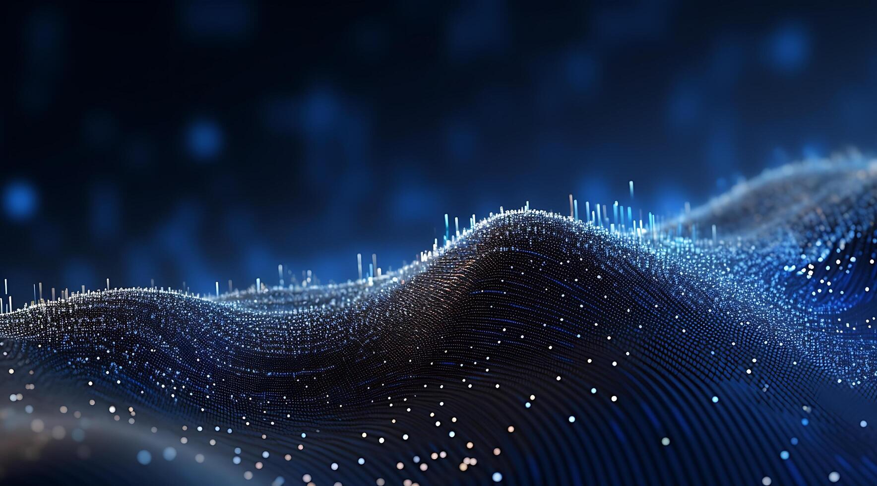 Abstract Blue Digital Technology Wave Background. photo