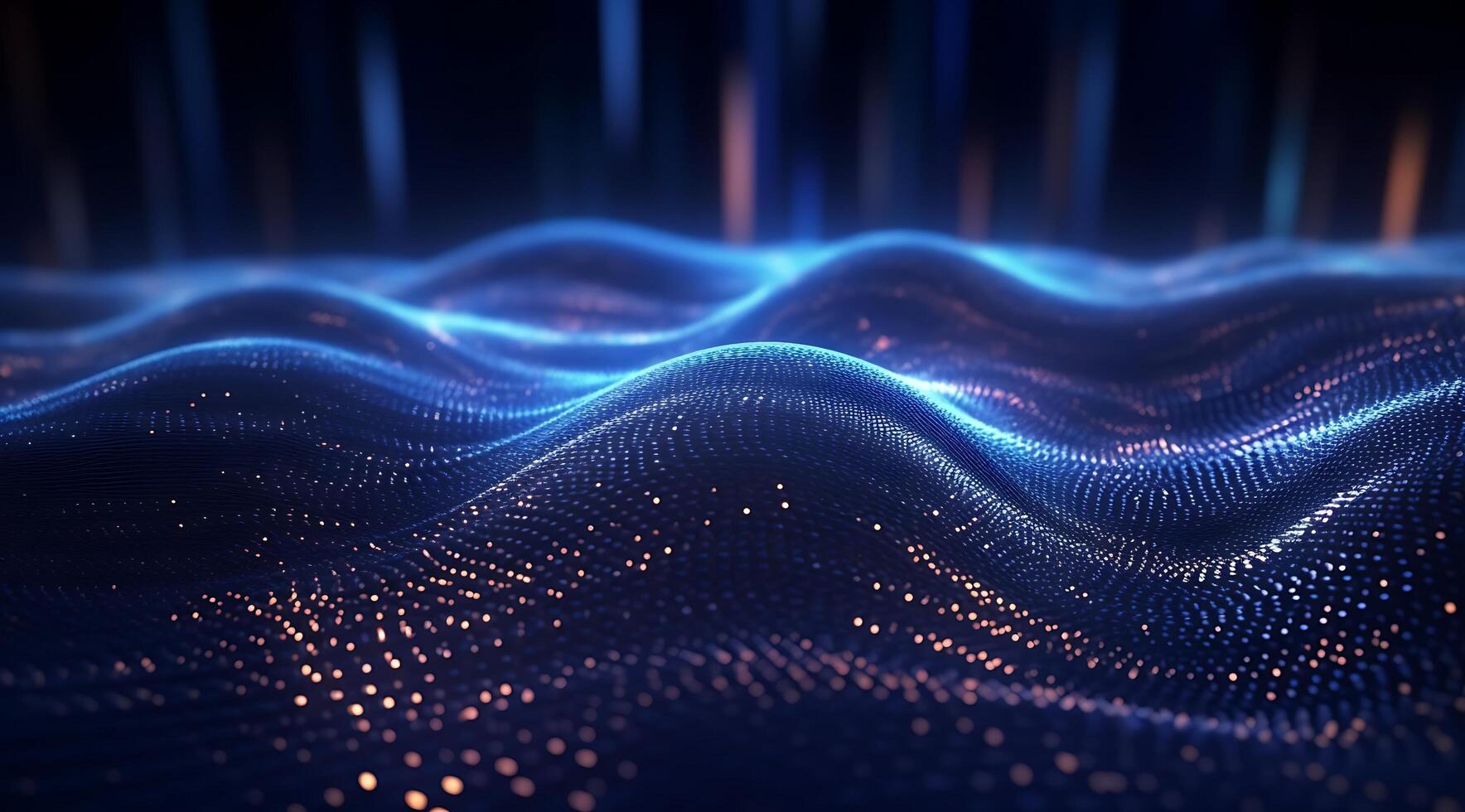 Abstract Blue Digital Technology Wave Background. photo