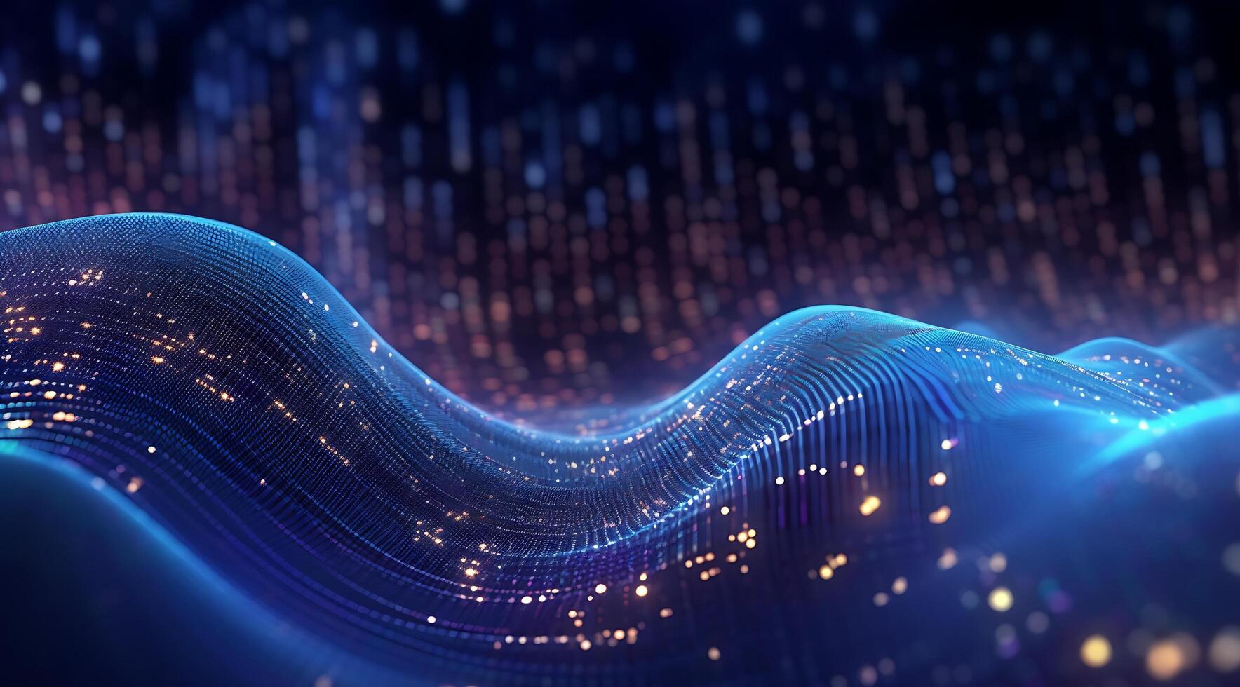 Abstract Blue Digital Technology Wave Background. photo