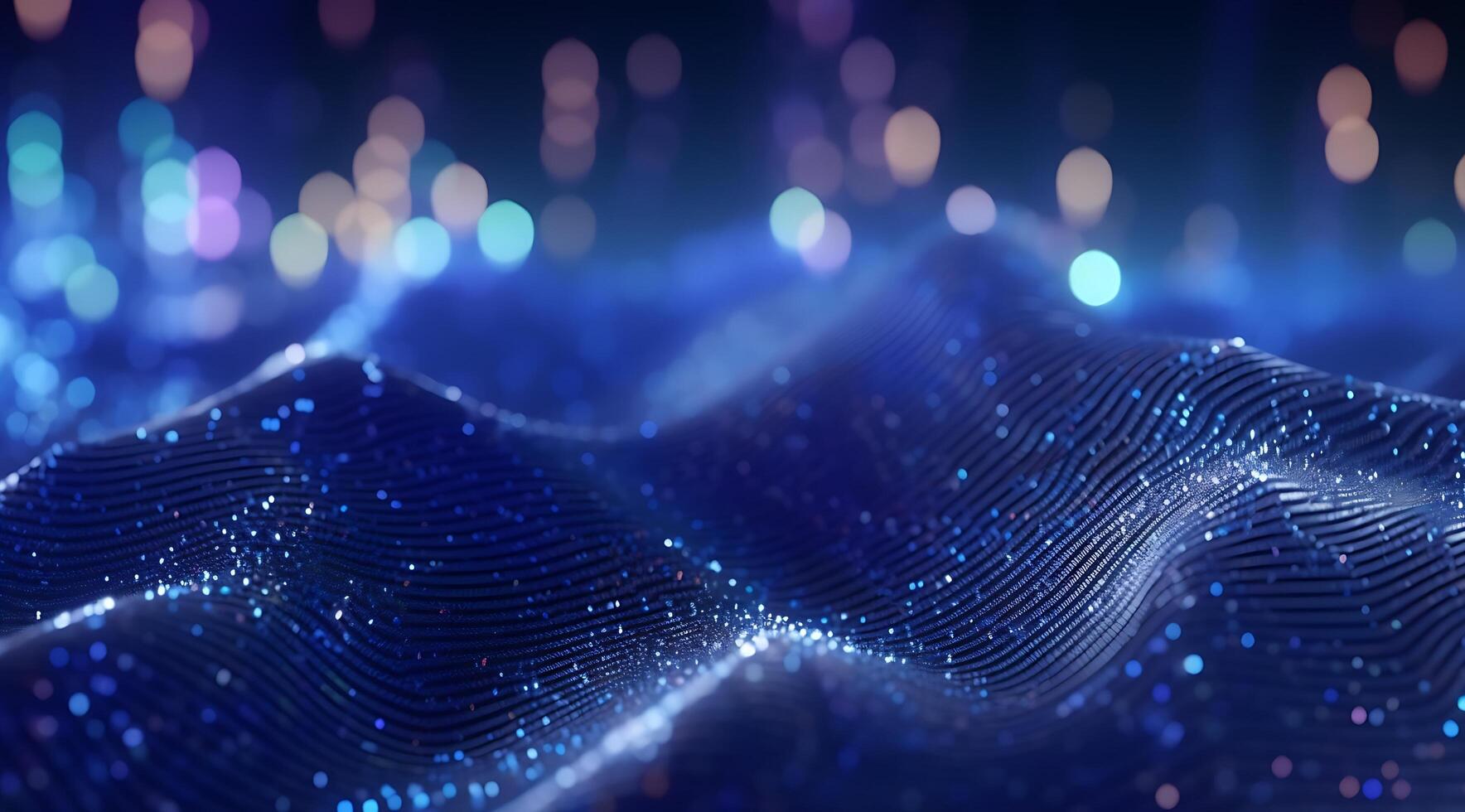 Abstract Blue Digital Technology Wave Background. photo