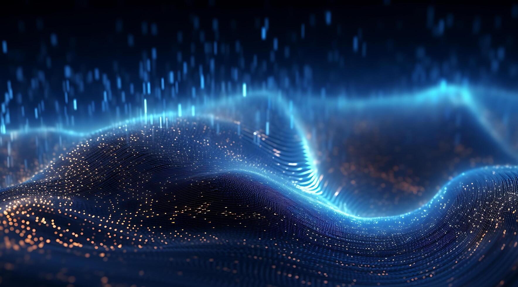Abstract Blue Digital Technology Wave Background. photo