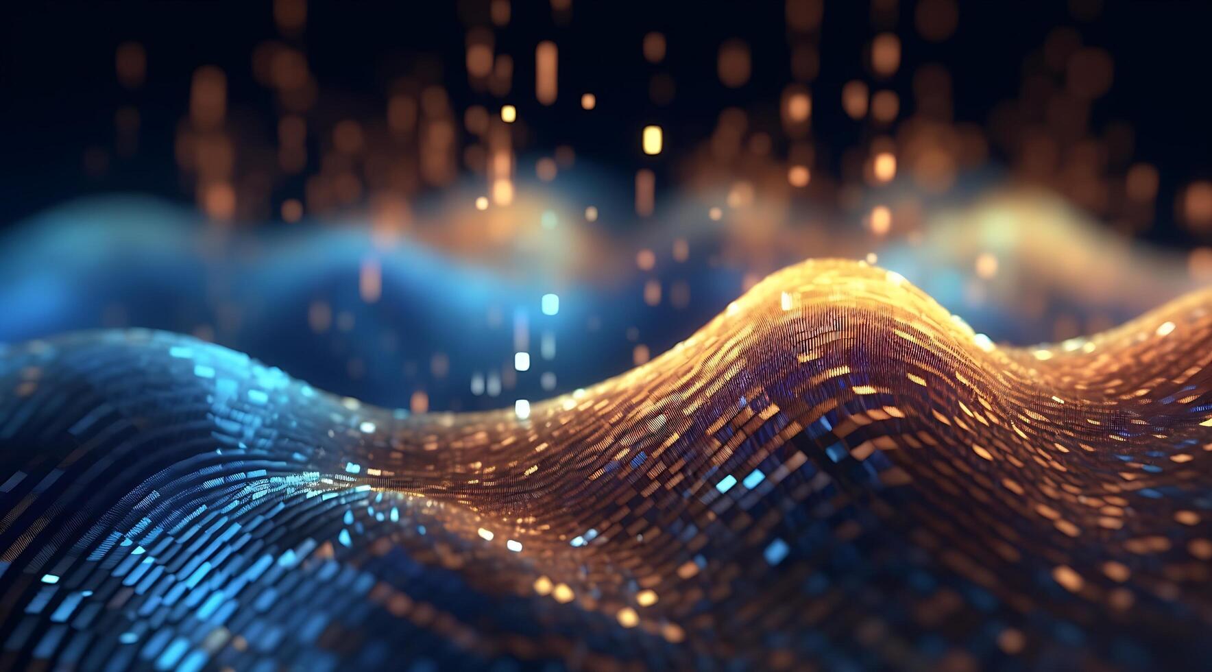 Abstract Blue Digital Technology Wave Background. photo