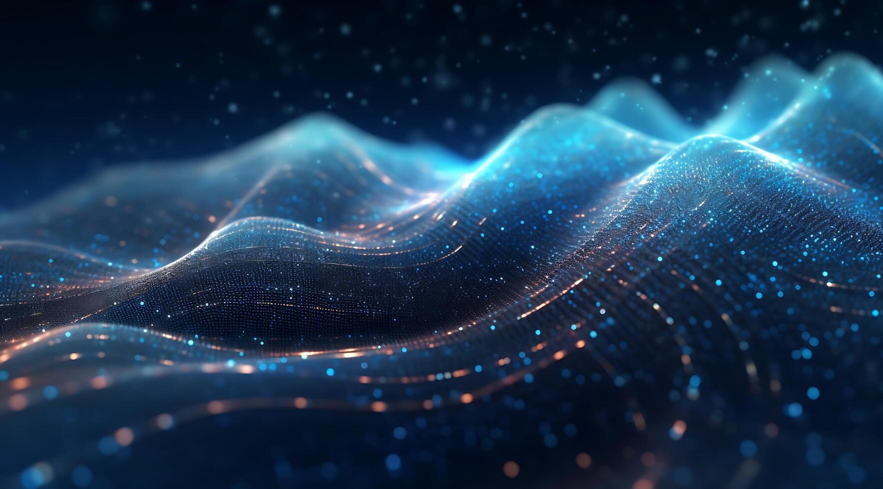 Abstract Blue Digital Technology Wave Background. photo