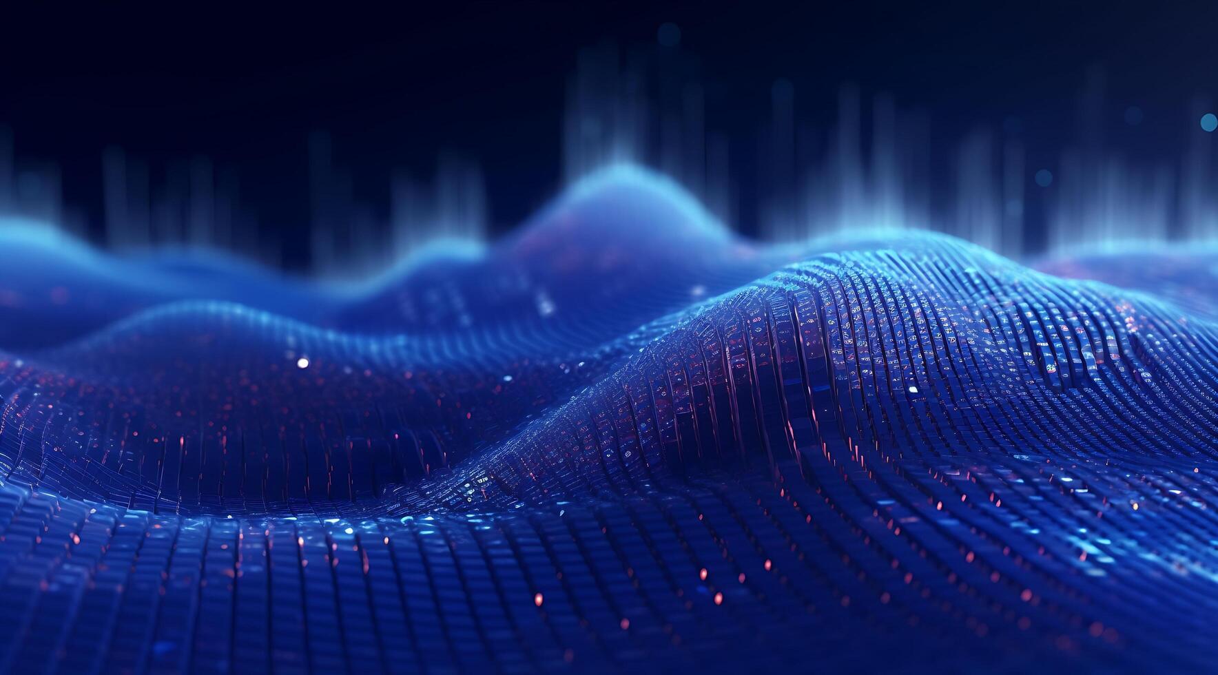 Abstract Blue Digital Technology Wave Background. photo