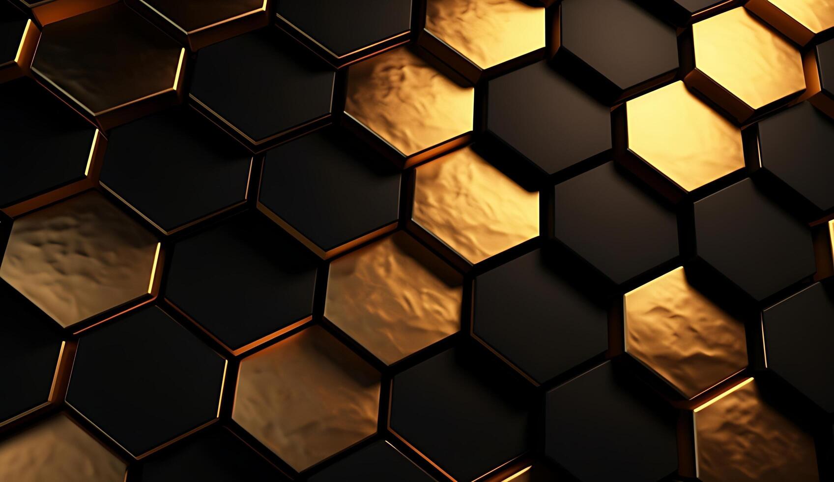 Abstract black and gold hexagonal luxury background. photo