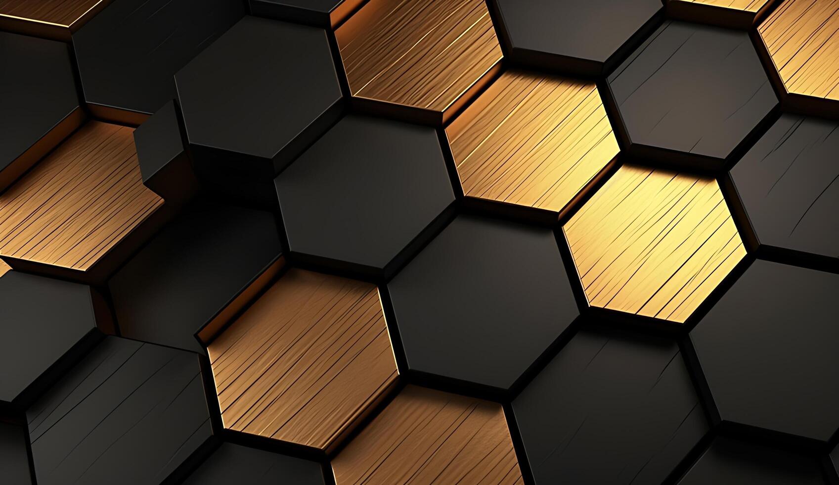 Abstract black and gold hexagonal luxury background. photo