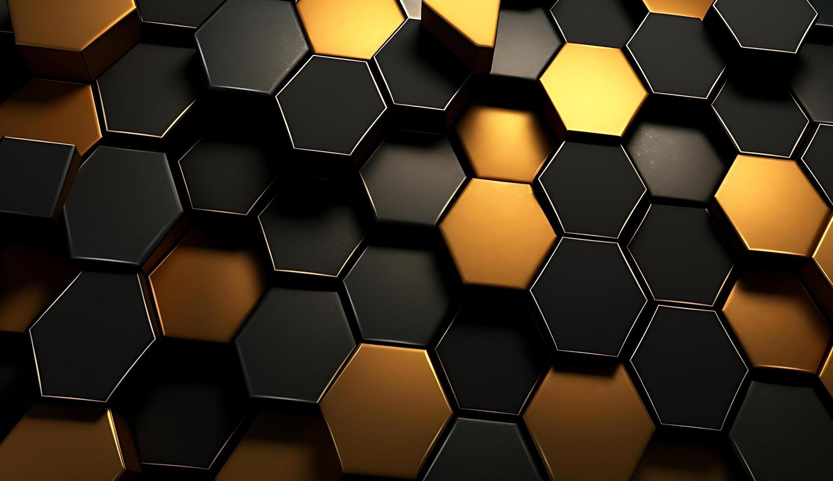Abstract black and gold hexagonal luxury background. photo