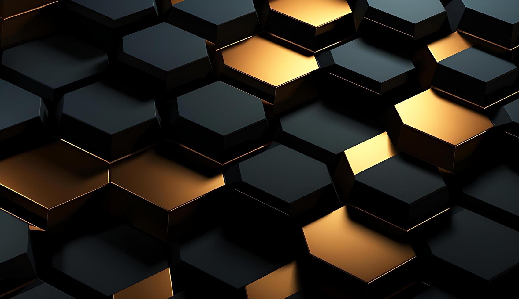 Abstract black and gold hexagonal luxury background. photo