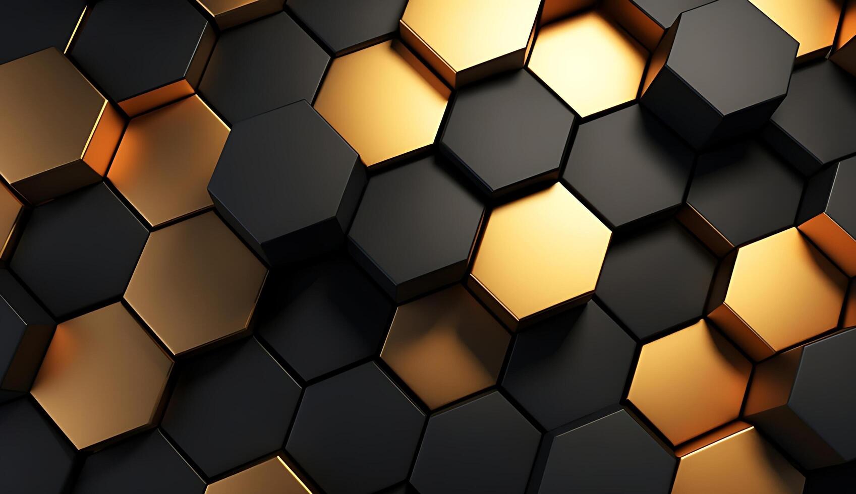 Abstract black and gold hexagonal luxury background. photo