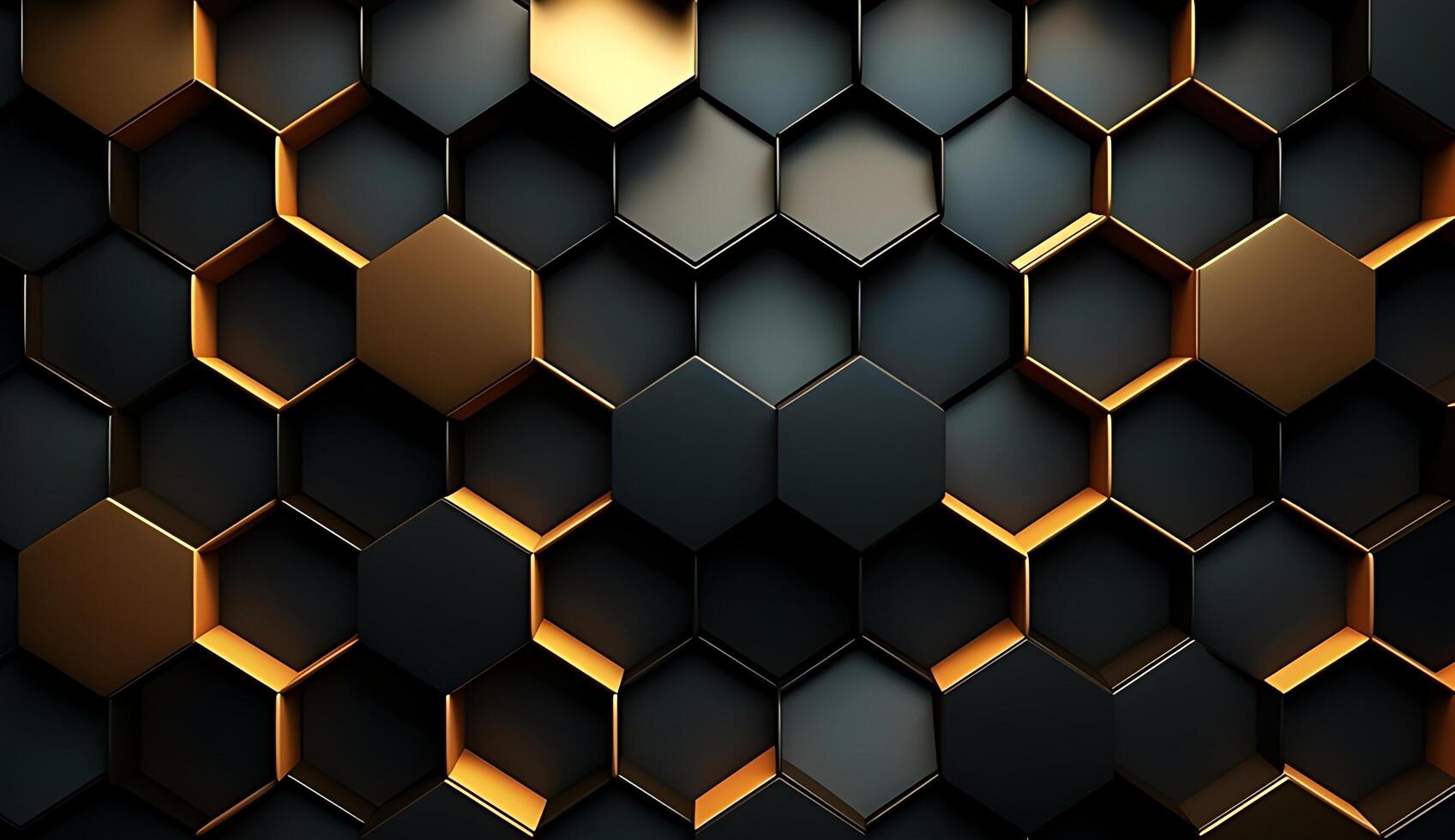 Abstract black and gold hexagonal luxury background. photo