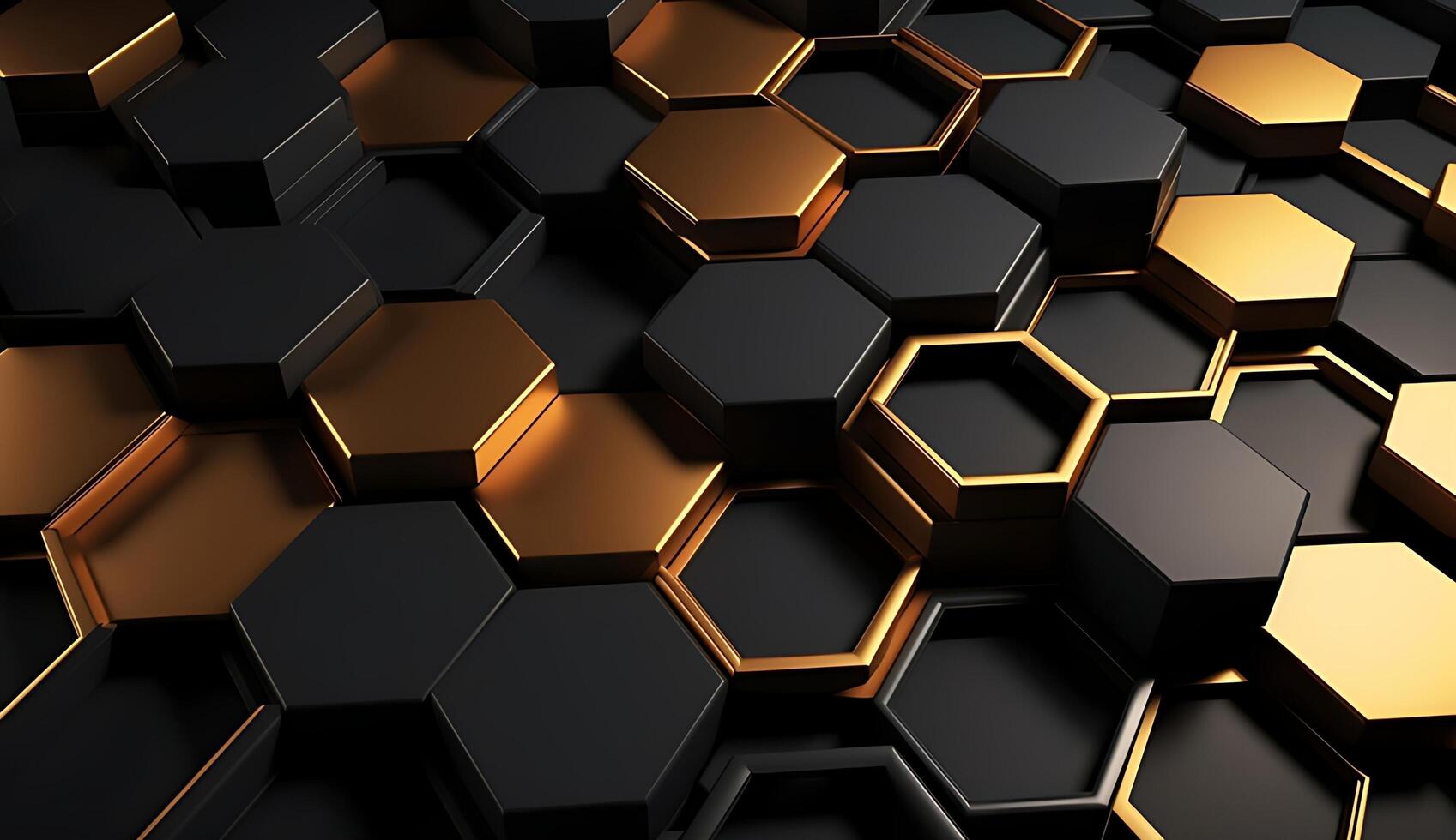 Abstract black and gold hexagonal luxury background. photo