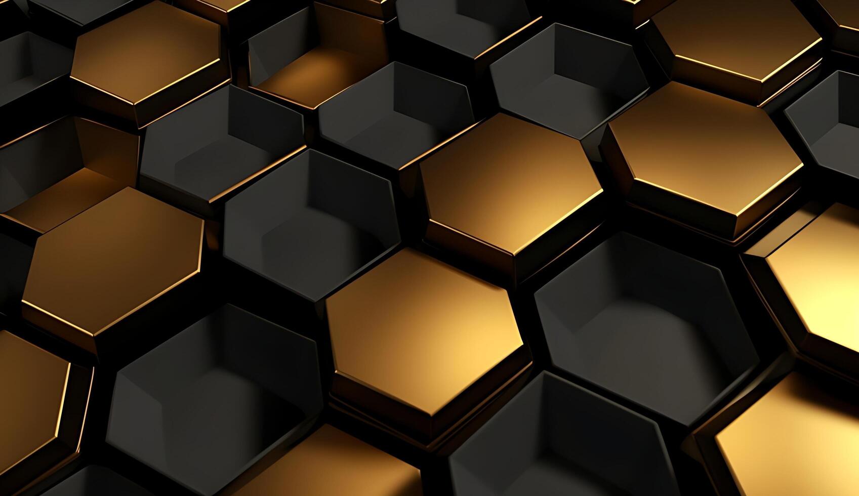 Abstract black and gold hexagonal luxury background. photo