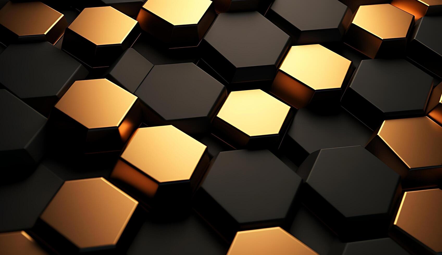 Abstract black and gold hexagonal luxury background. photo