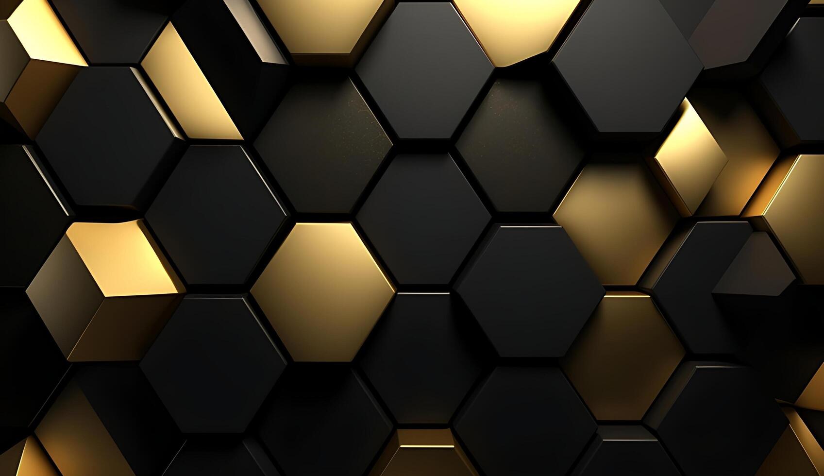 Abstract black and gold hexagonal luxury background. photo