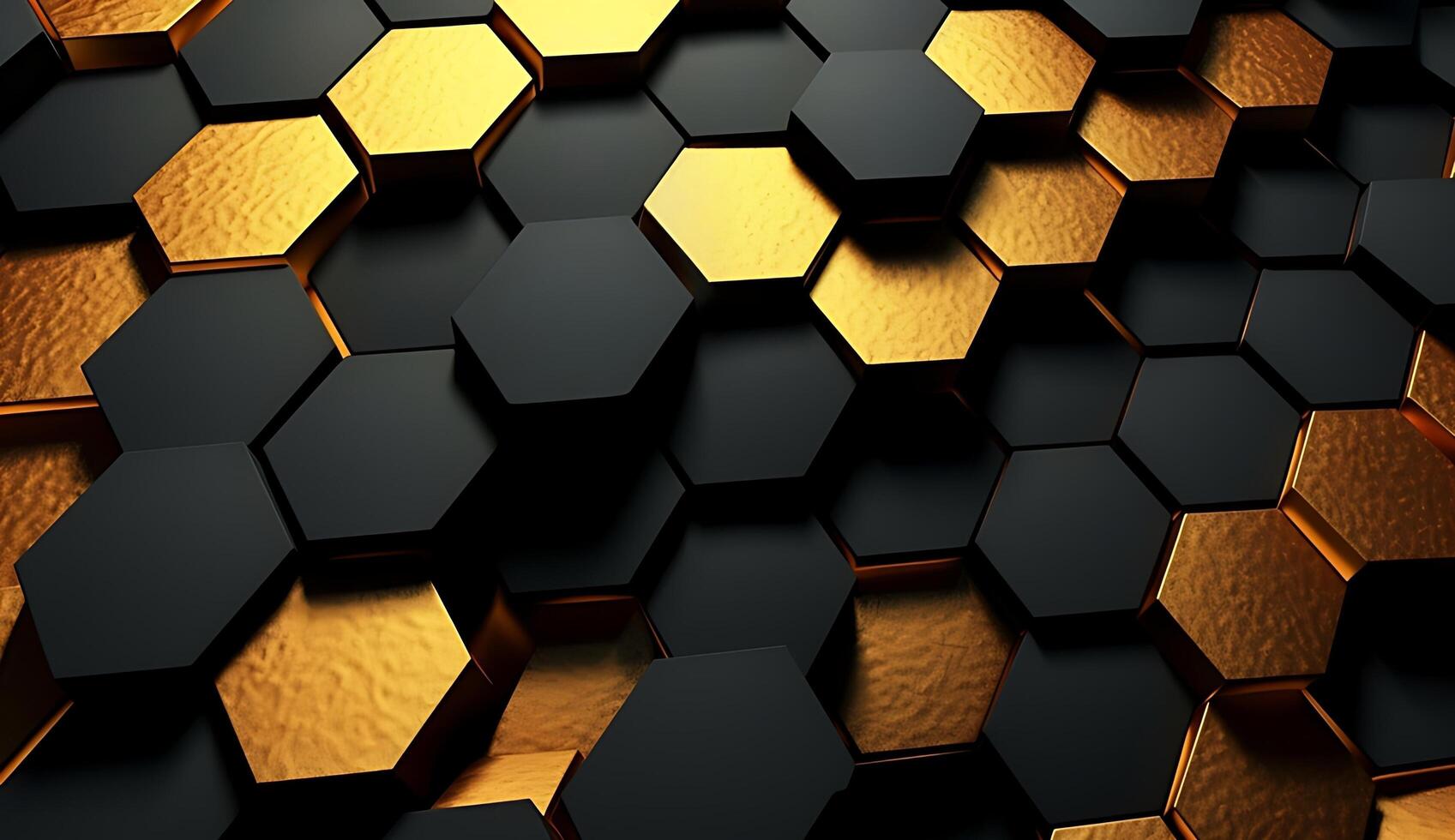 Abstract black and gold hexagonal luxury background. photo