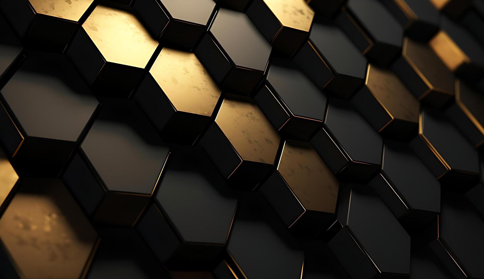 Abstract black and gold hexagonal luxury background. photo