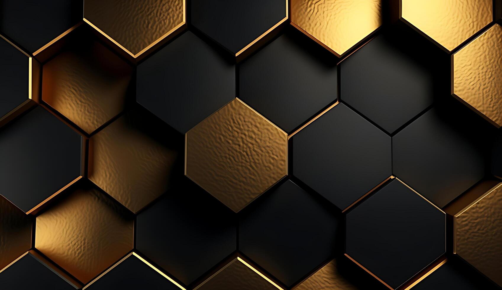 Abstract black and gold hexagonal luxury background. photo