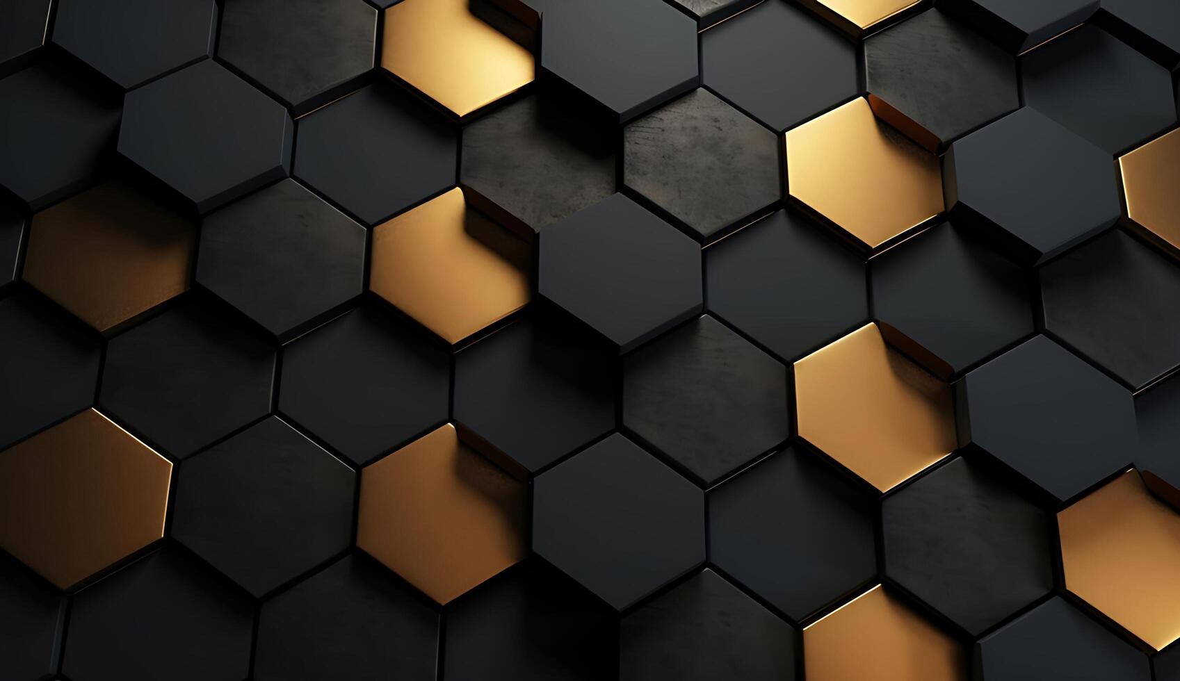 Abstract black and gold hexagonal luxury background. photo