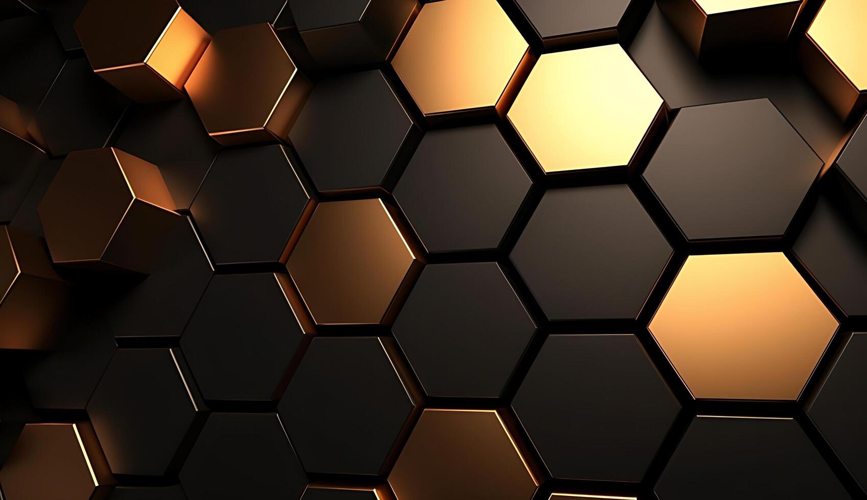 Abstract black and gold hexagonal luxury background. photo