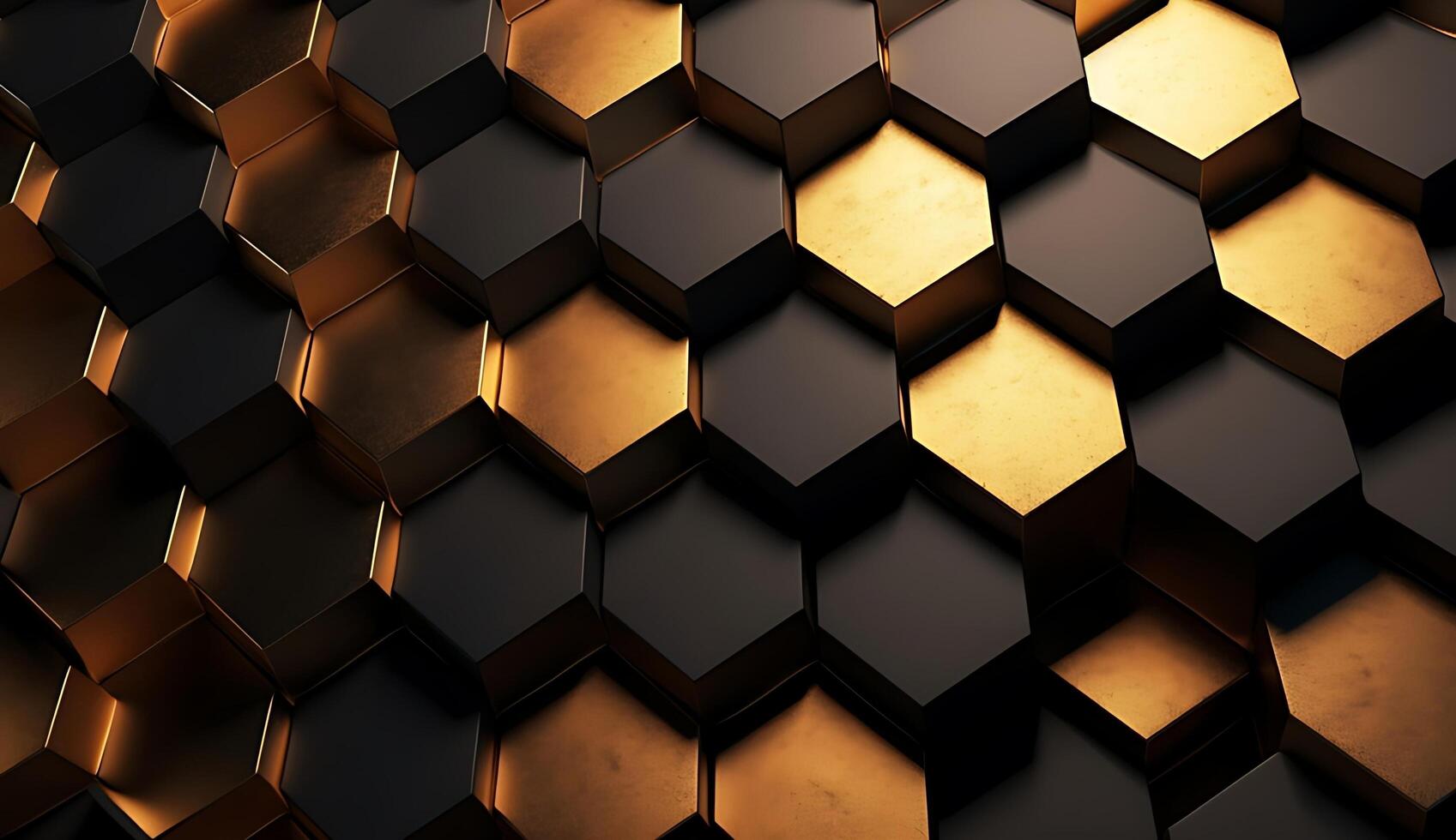 Abstract black and gold hexagonal luxury background. photo