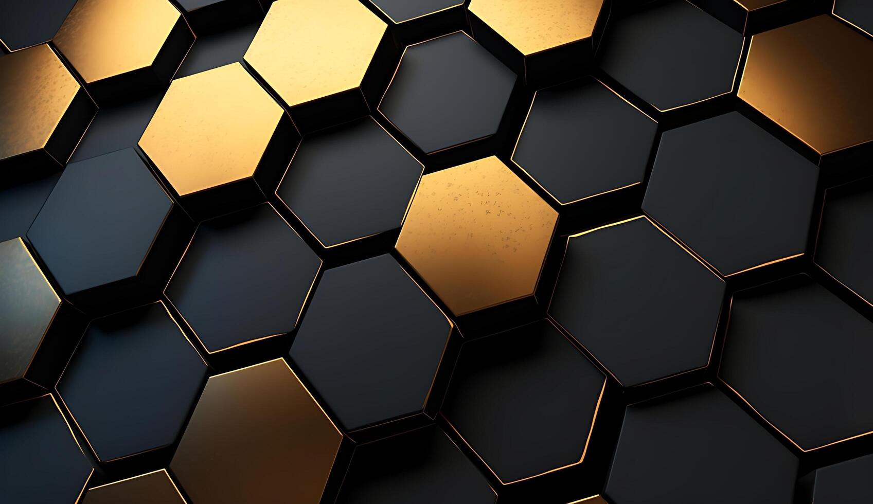 Abstract black and gold hexagonal luxury background. photo