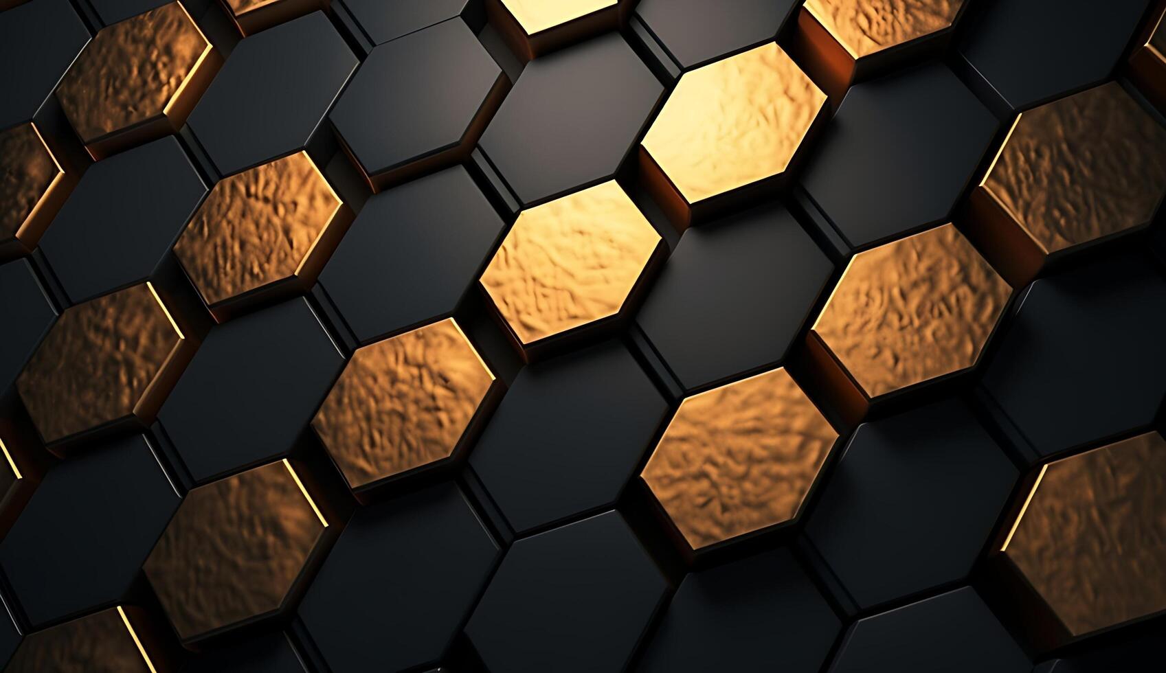 Abstract black and gold hexagonal luxury background. photo