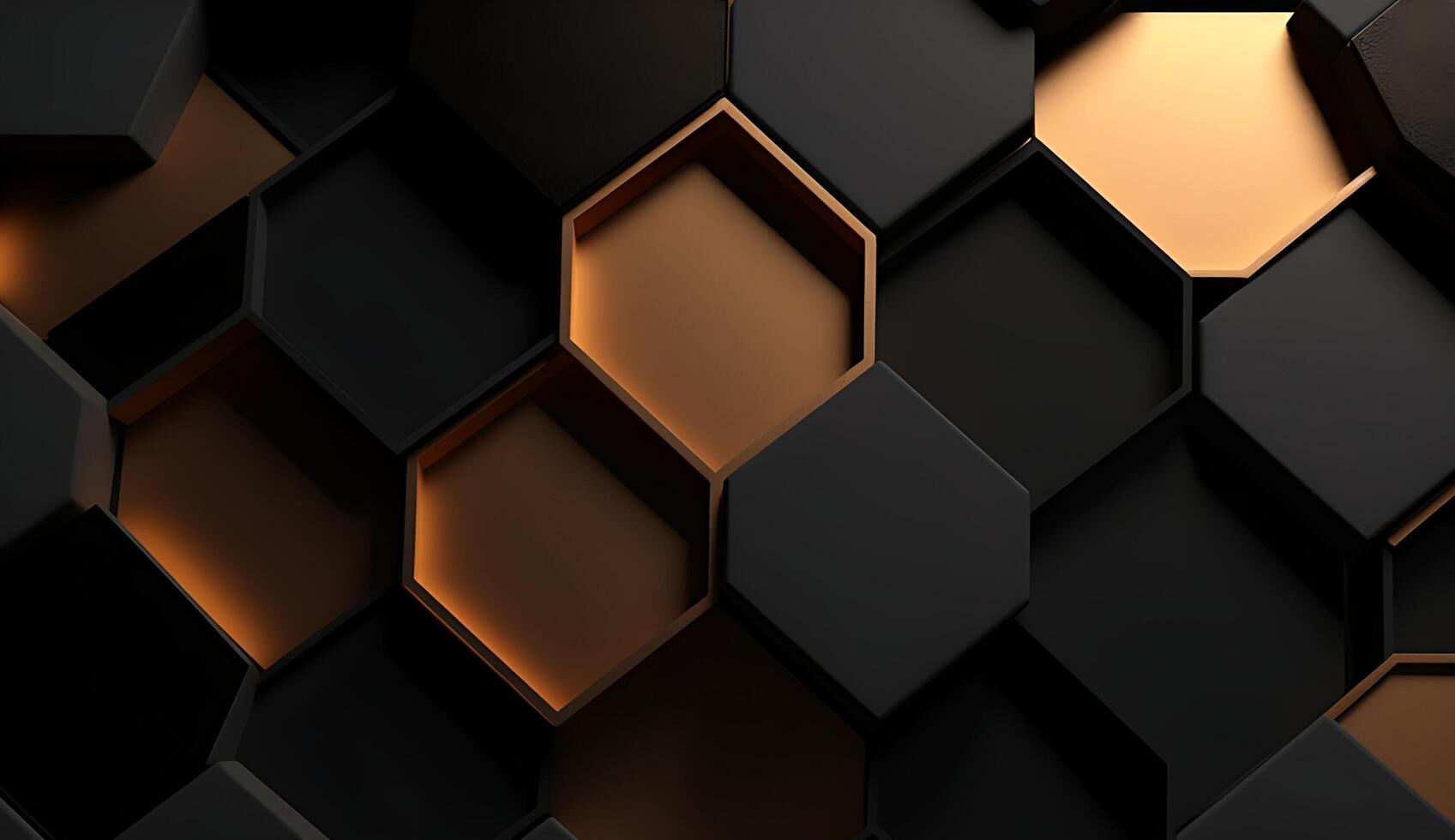 Abstract black and gold hexagonal luxury background. photo