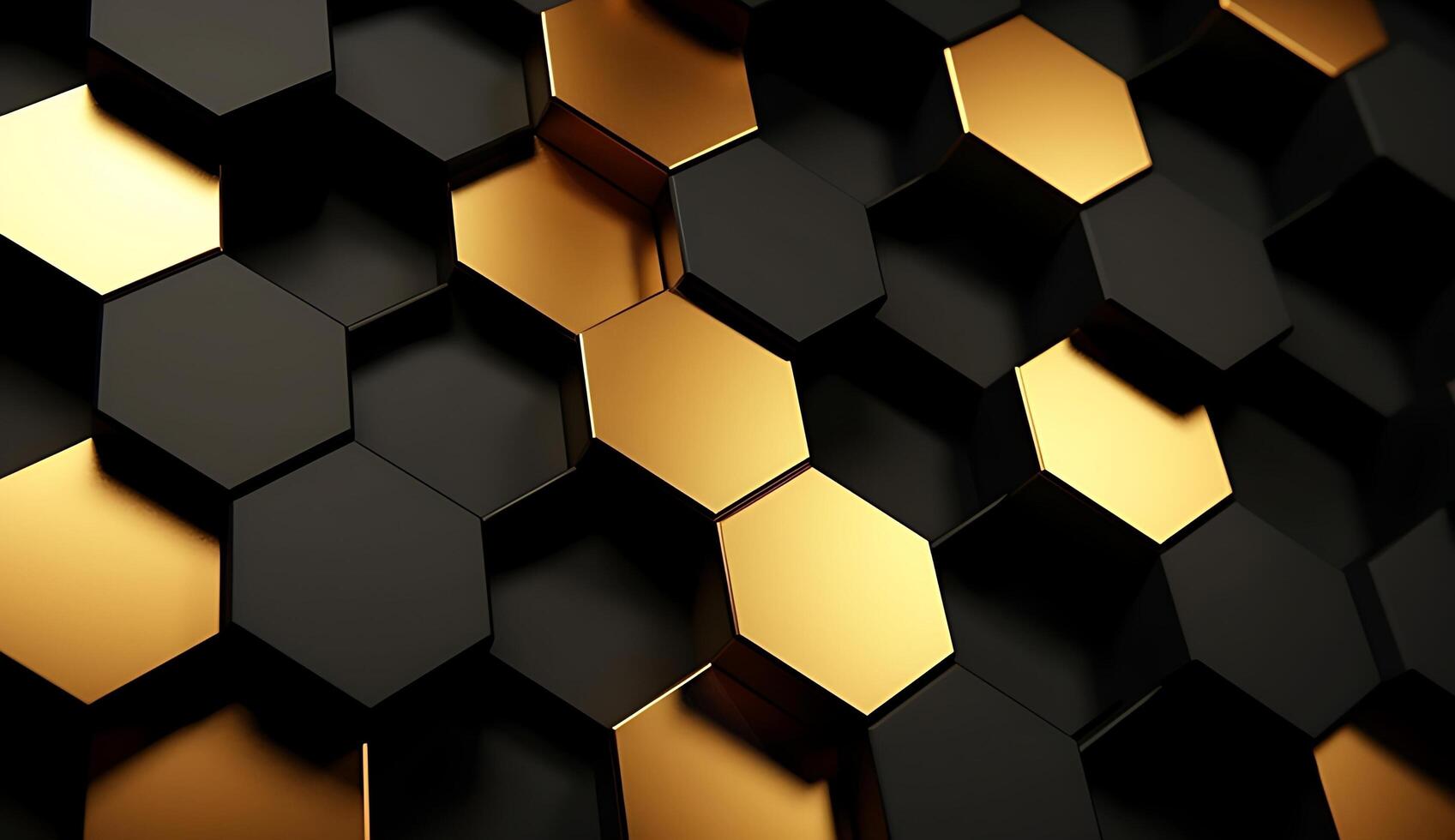 Abstract black and gold hexagonal luxury background. photo