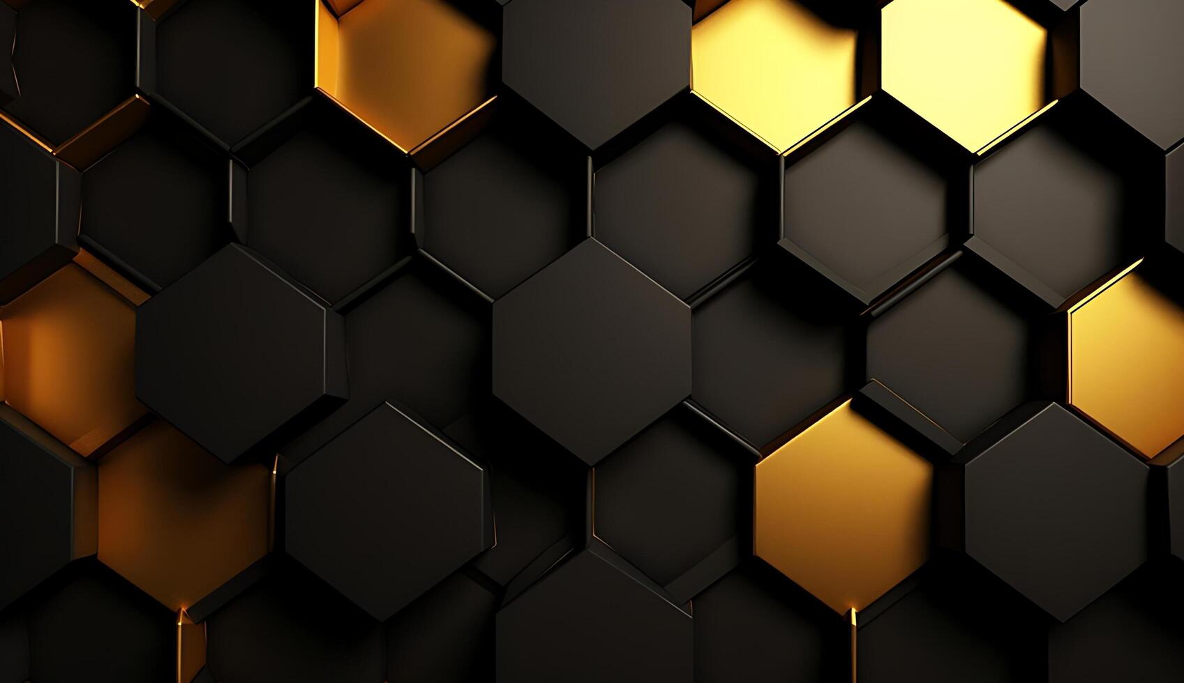 Abstract black and gold hexagonal luxury background. photo
