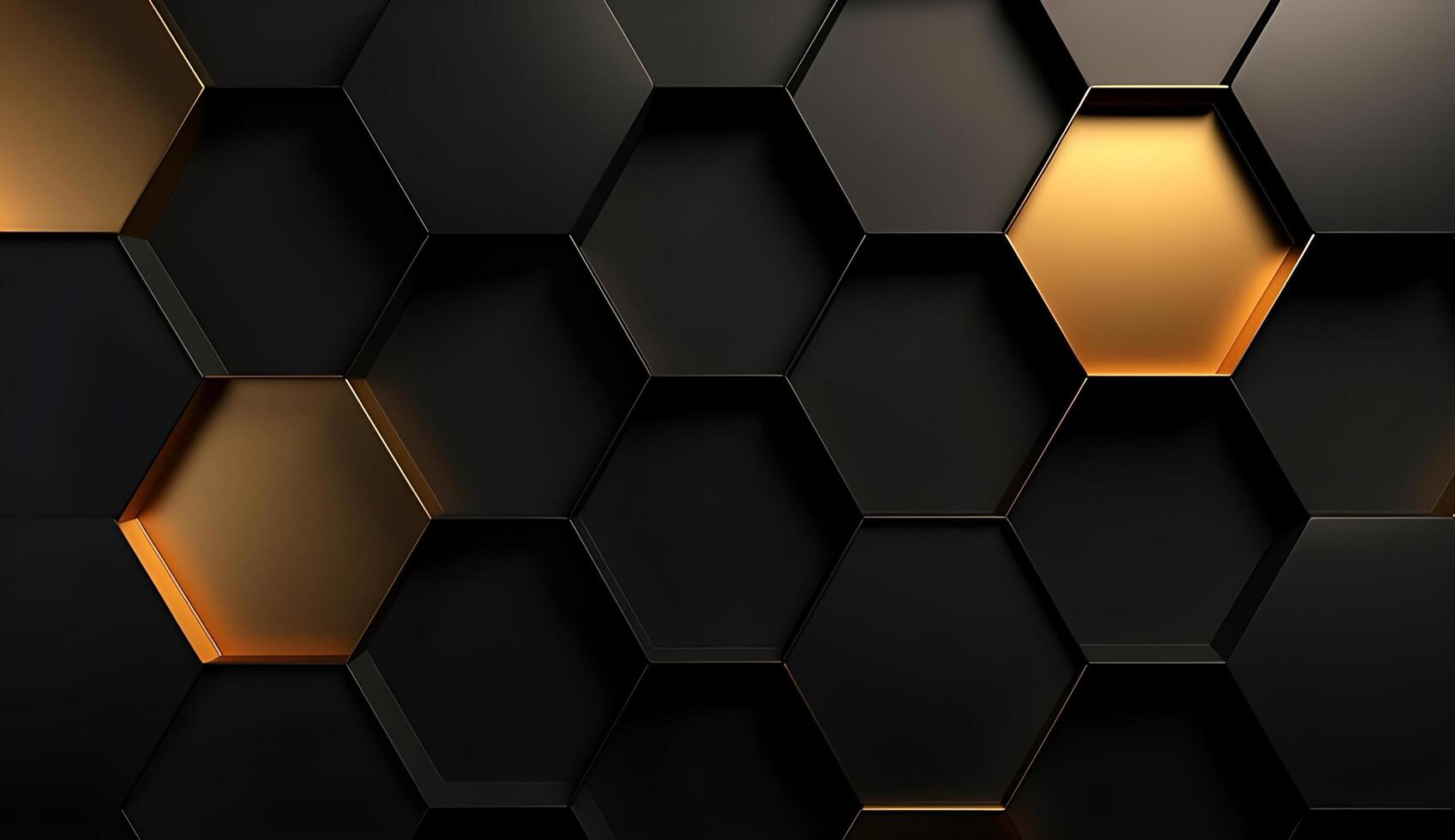 Abstract black and gold hexagonal luxury background. photo