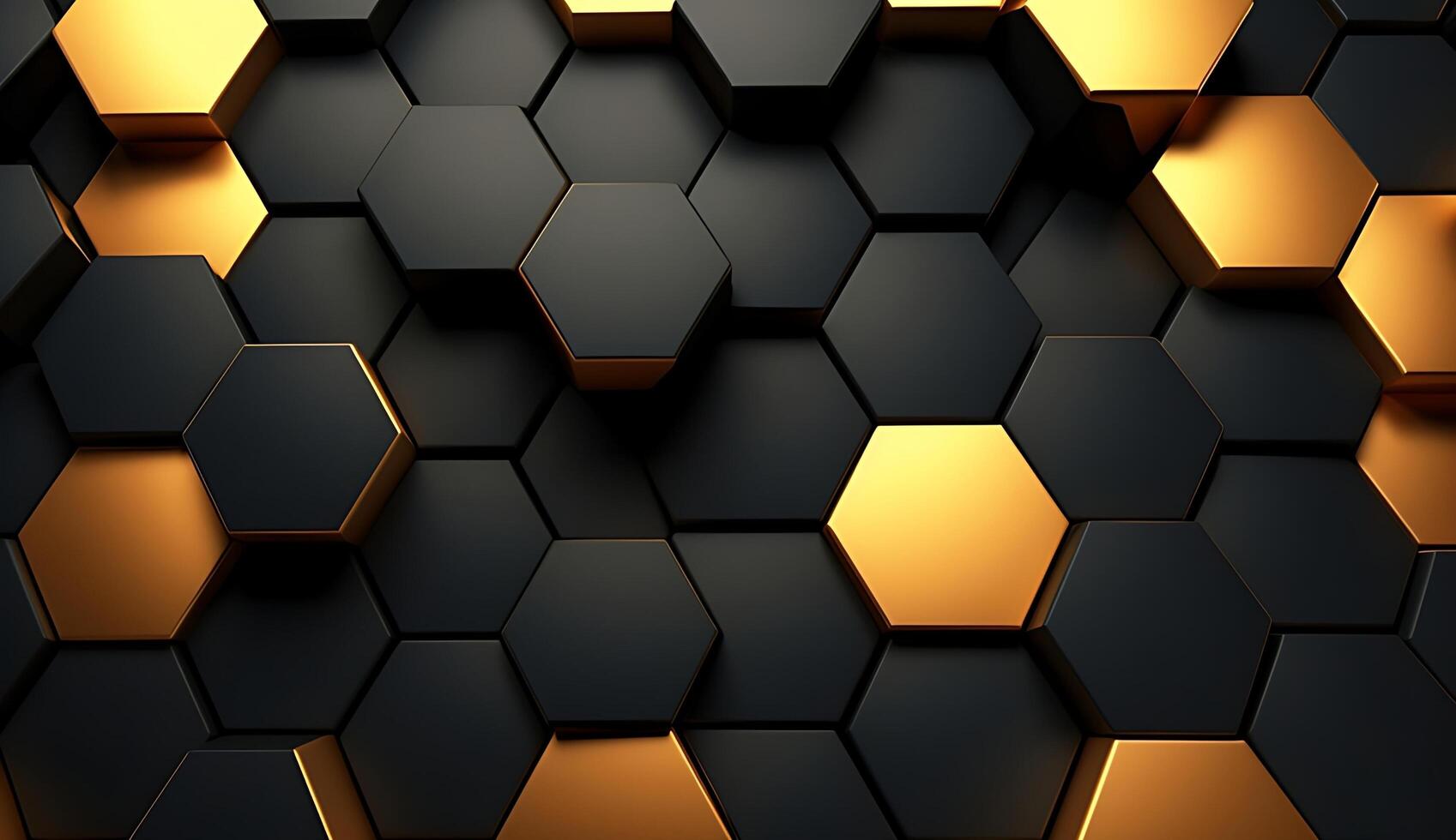 Abstract black and gold hexagonal luxury background. photo