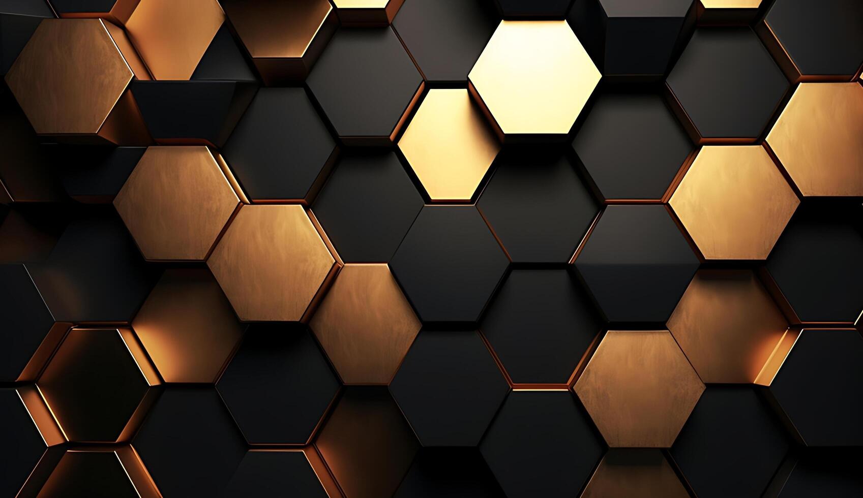 Abstract black and gold hexagonal luxury background. photo