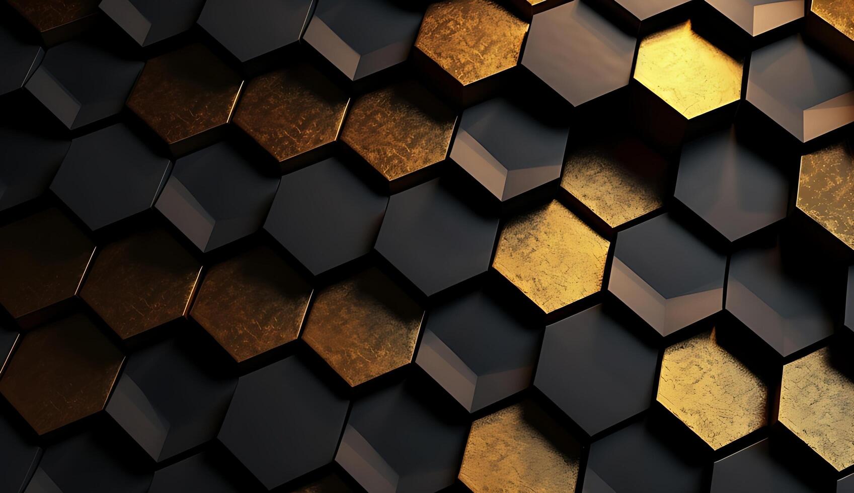 Abstract black and gold hexagonal luxury background. photo