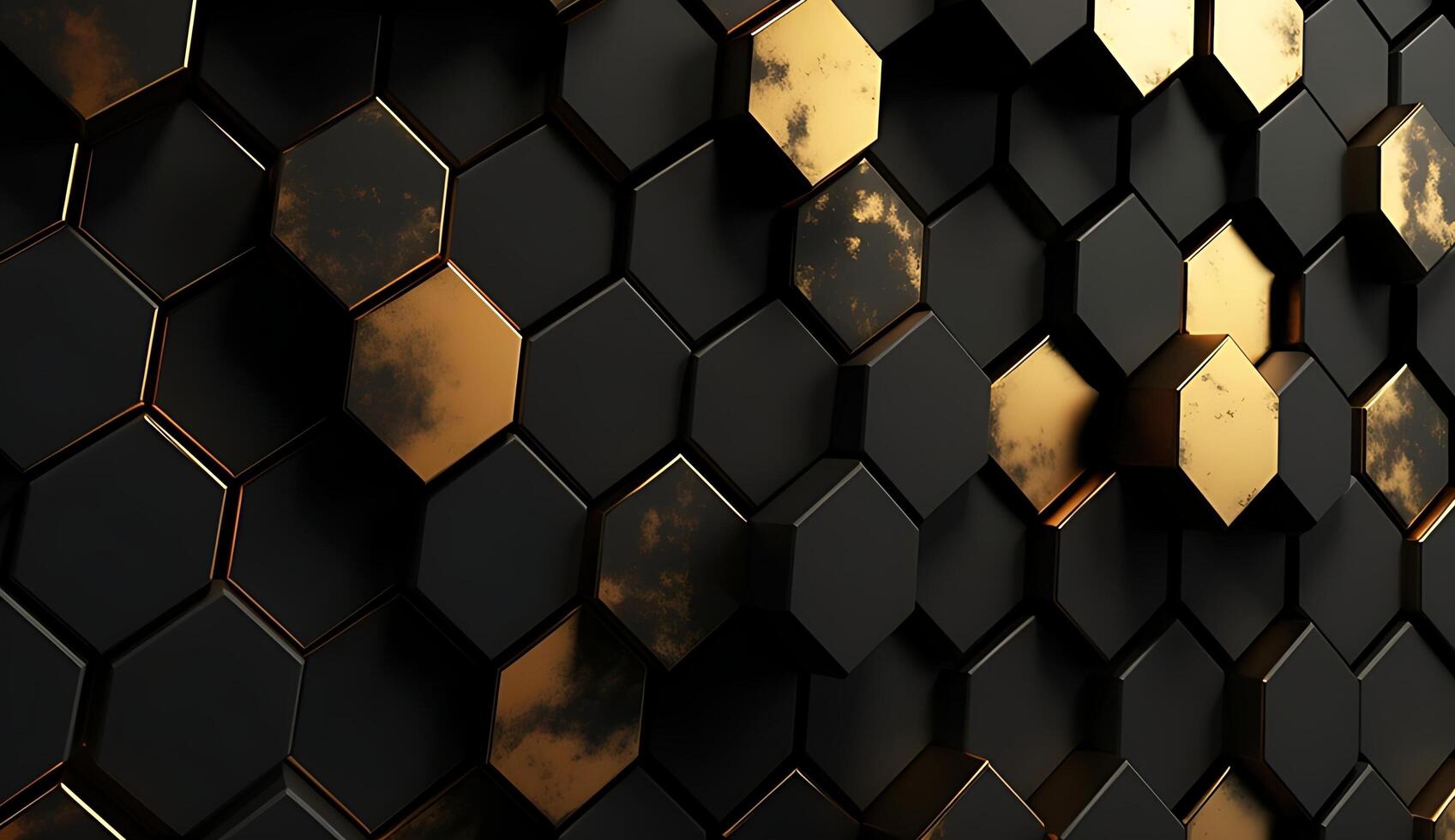 Abstract black and gold hexagonal luxury background. photo