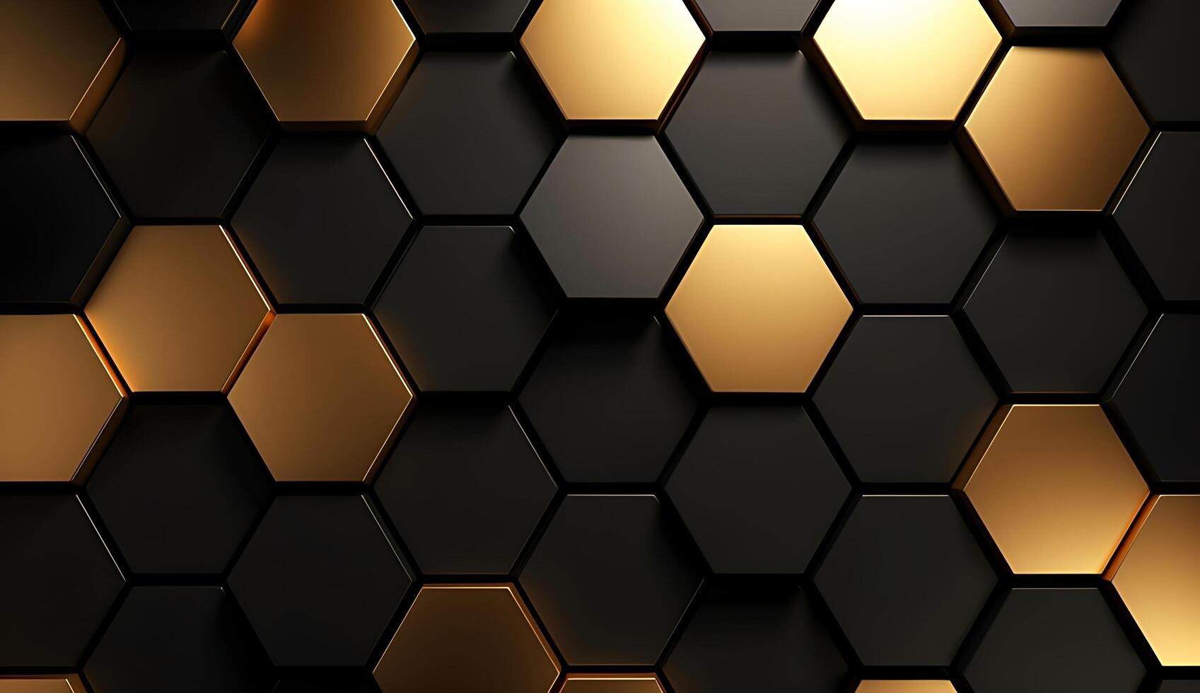 Abstract black and gold hexagonal luxury background. photo