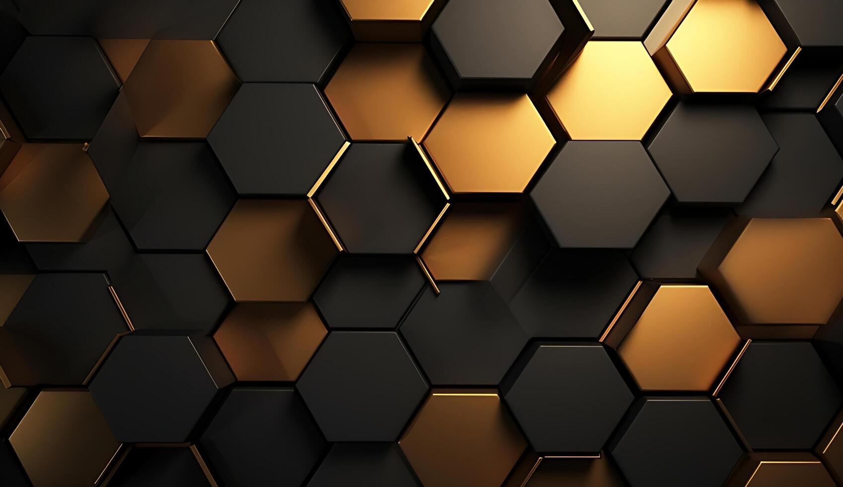 Abstract black and gold hexagonal luxury background. photo