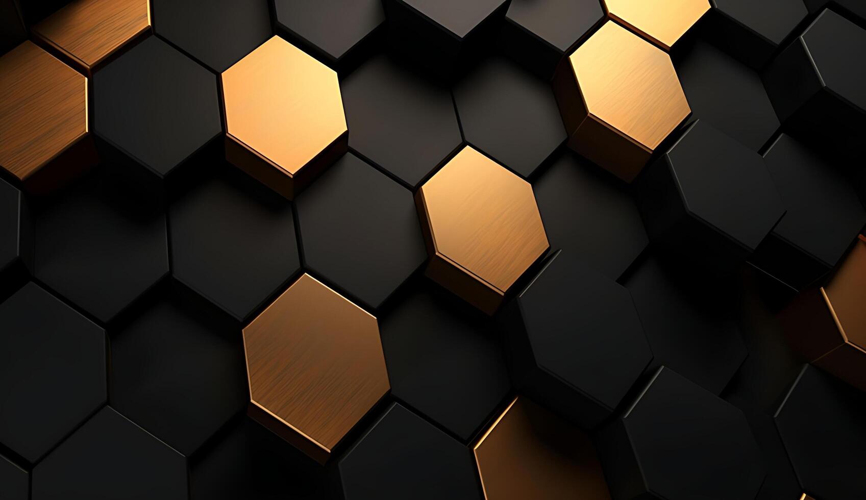 Abstract black and gold hexagonal luxury background. photo