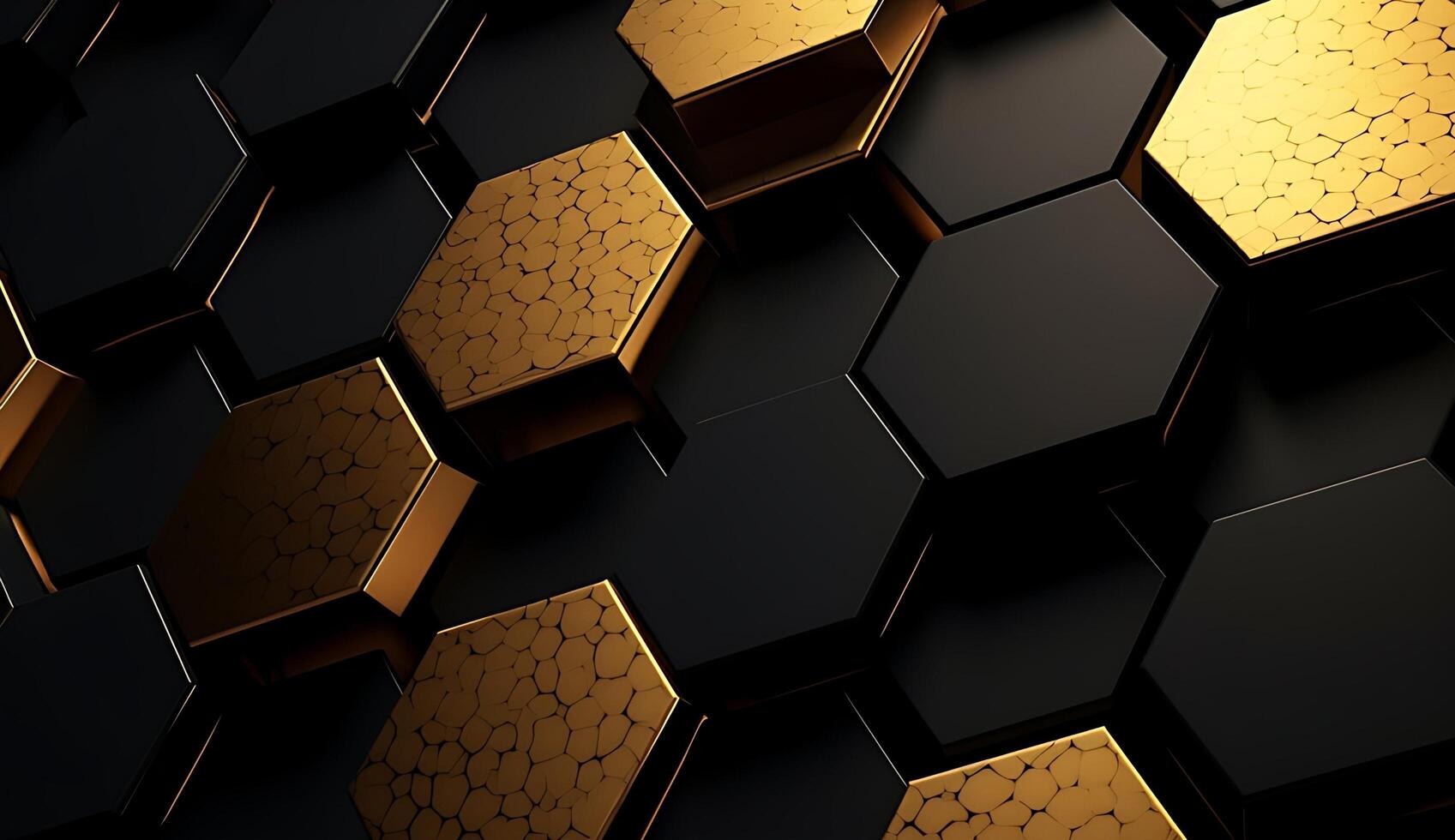 Abstract black and gold hexagonal luxury background. photo