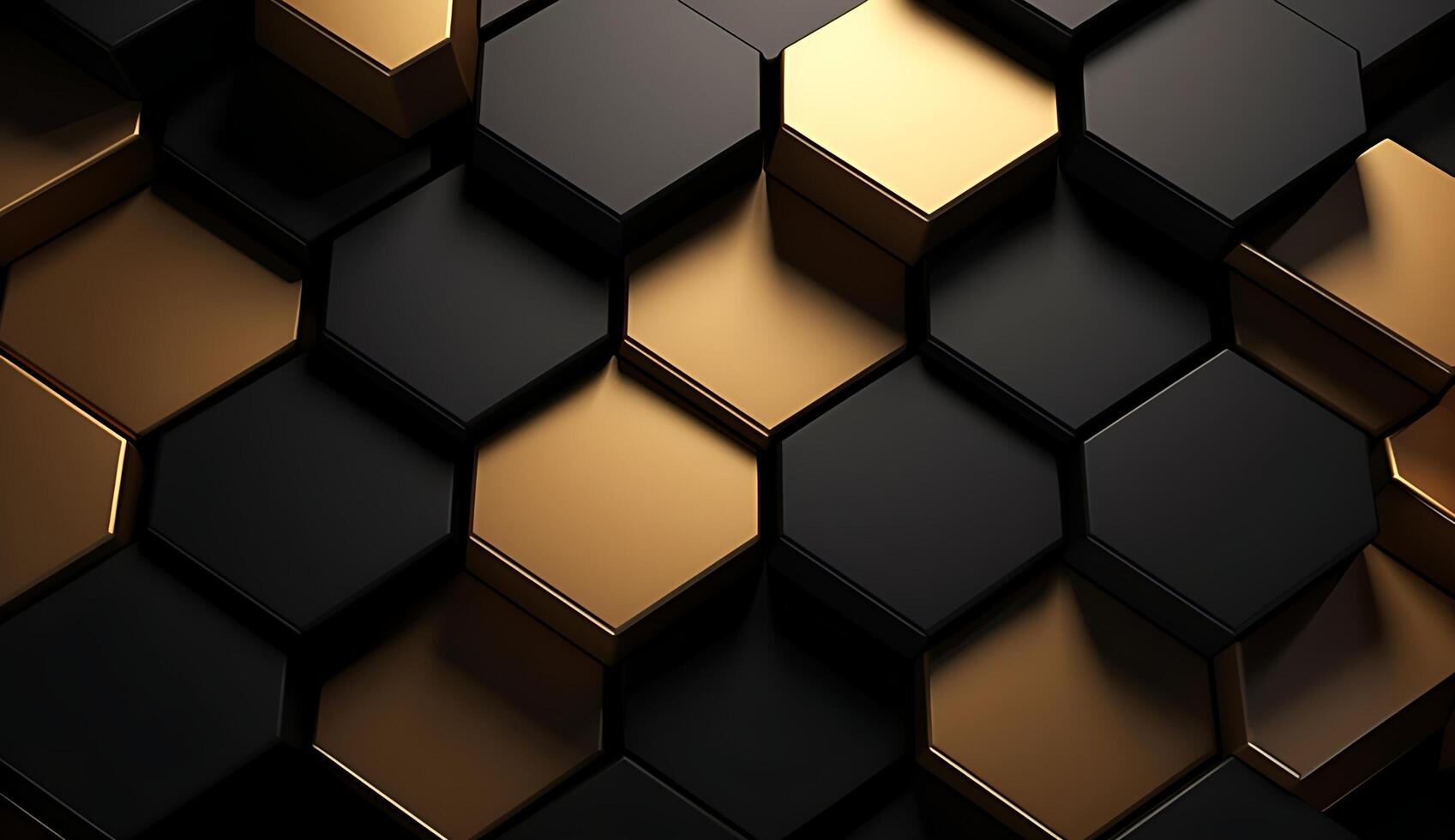 Abstract black and gold hexagonal luxury background. photo