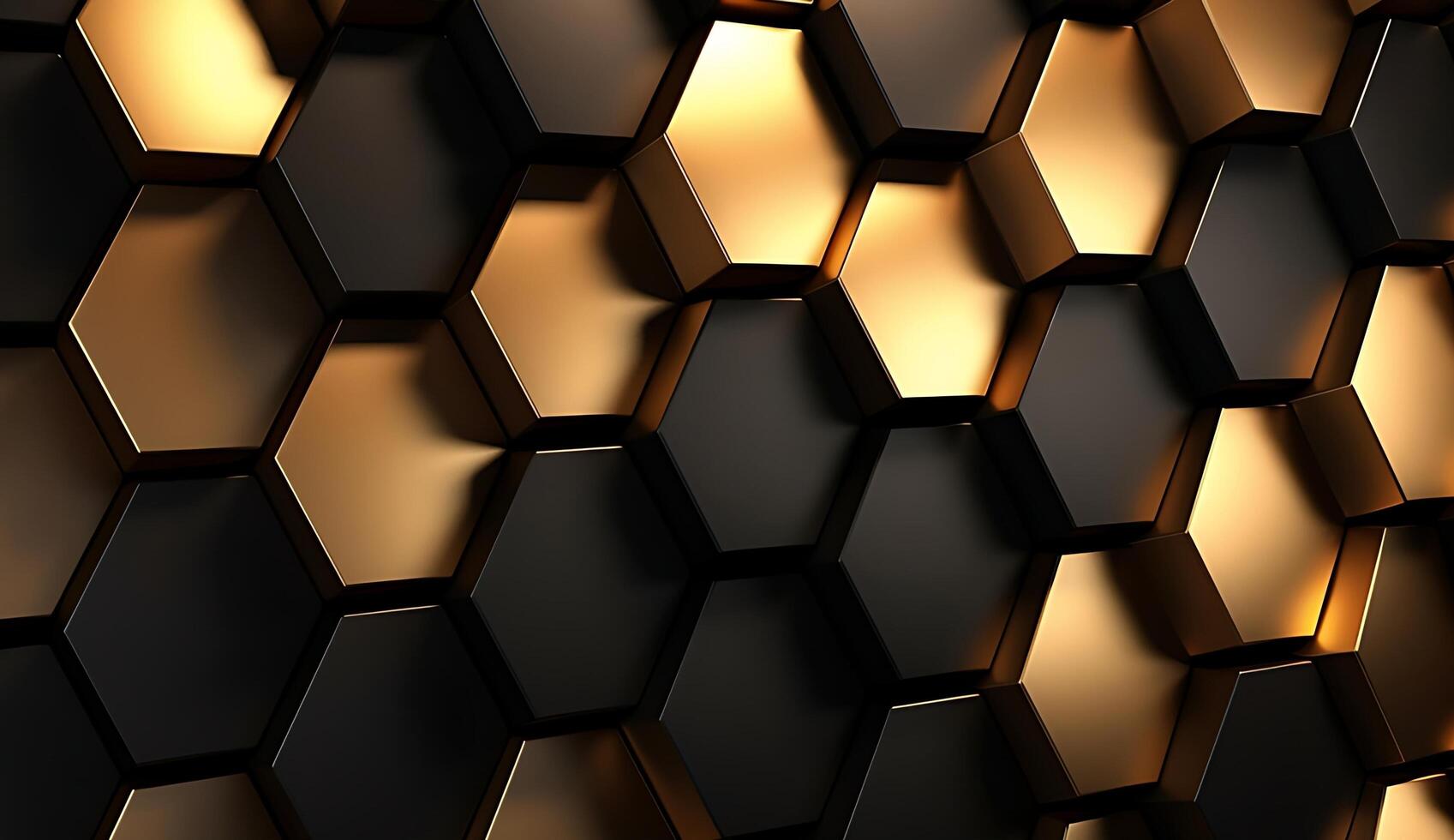 Abstract black and gold hexagonal luxury background. photo