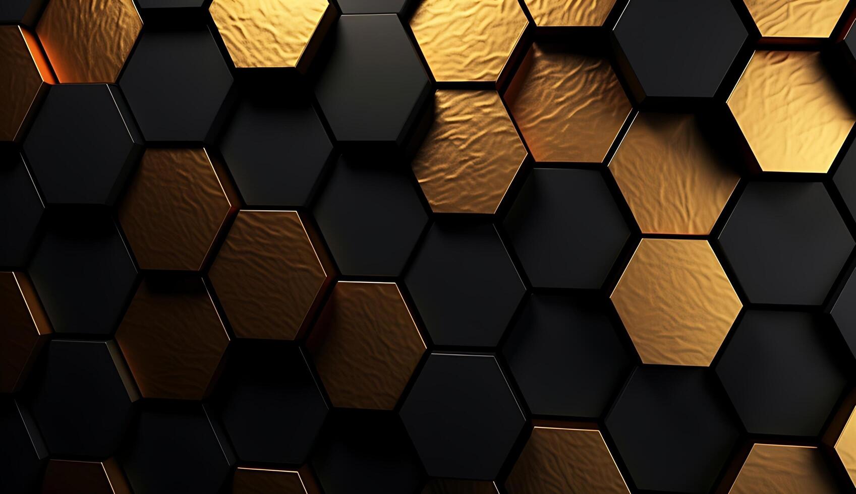 Abstract black and gold hexagonal luxury background. photo