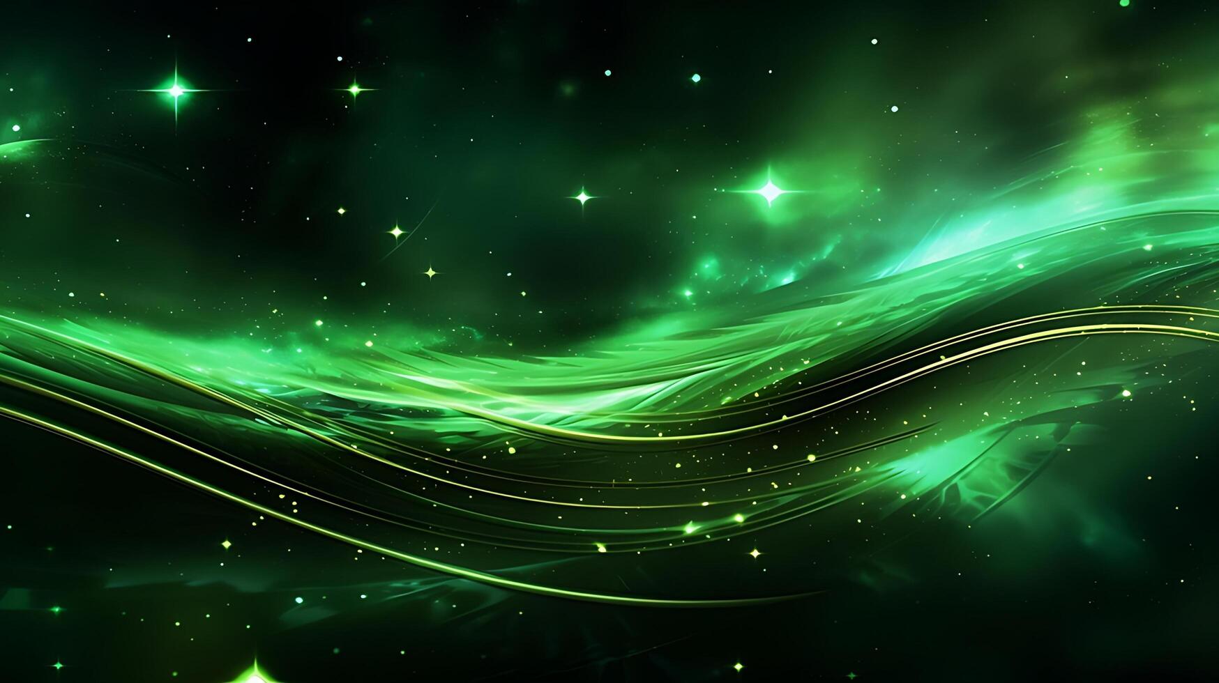 Abstract green luxury wave background with light effect. AI Generated photo