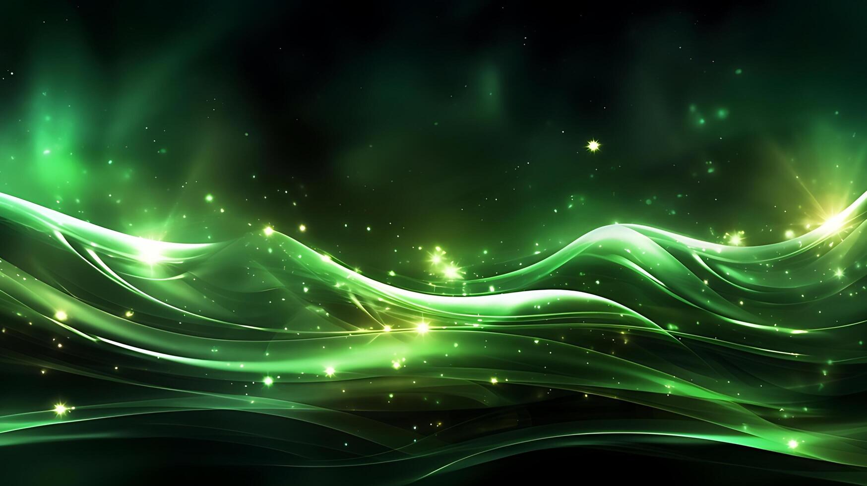 Abstract green luxury wave background with light effect. photo