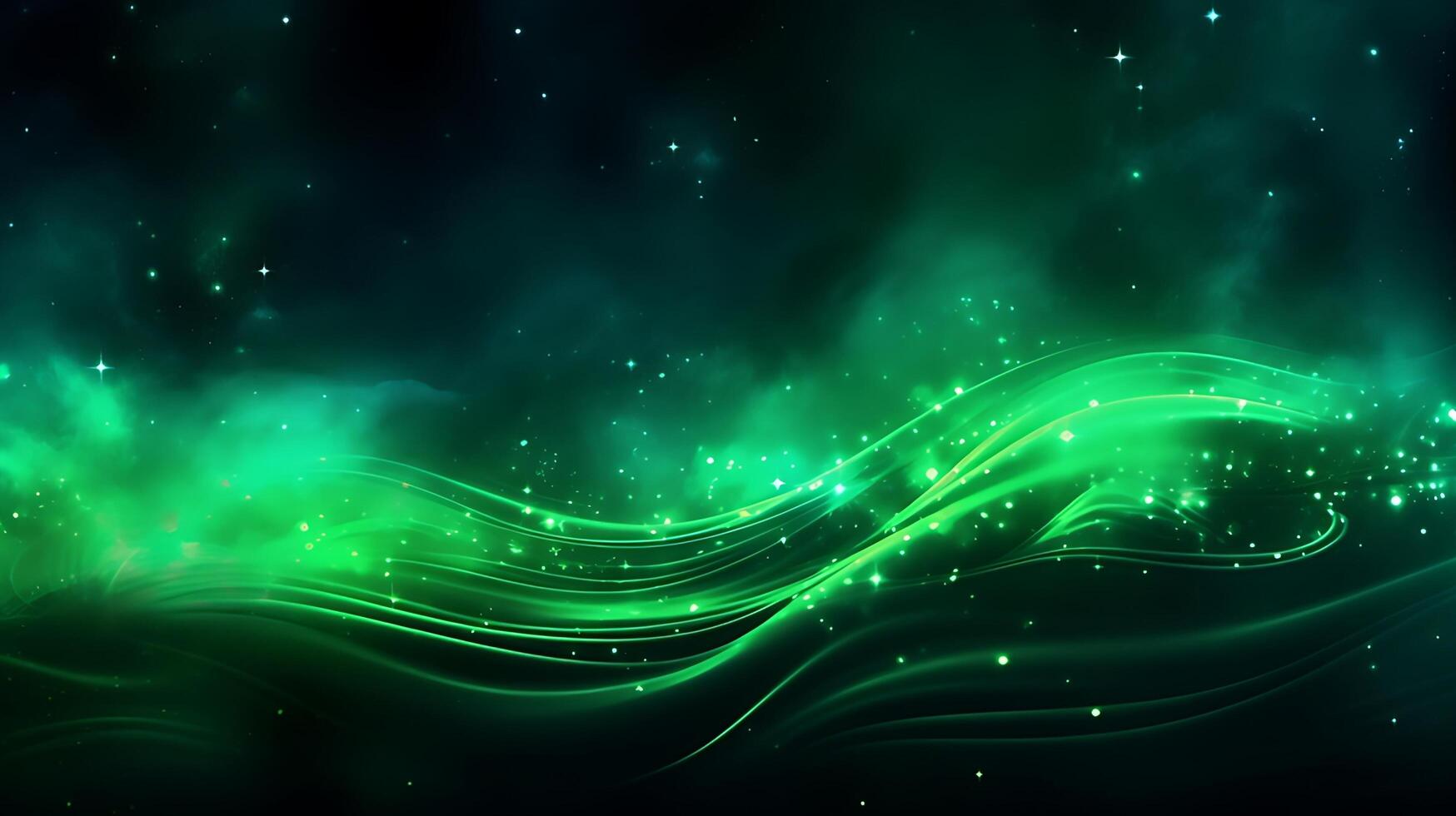 Abstract green luxury wave background with light effect. AI Generated photo