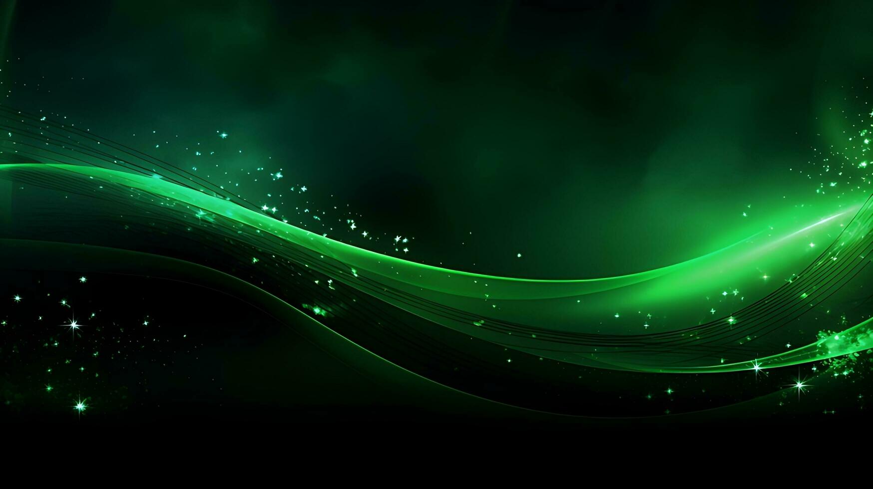 Abstract green luxury wave background with light effect. AI Generated photo